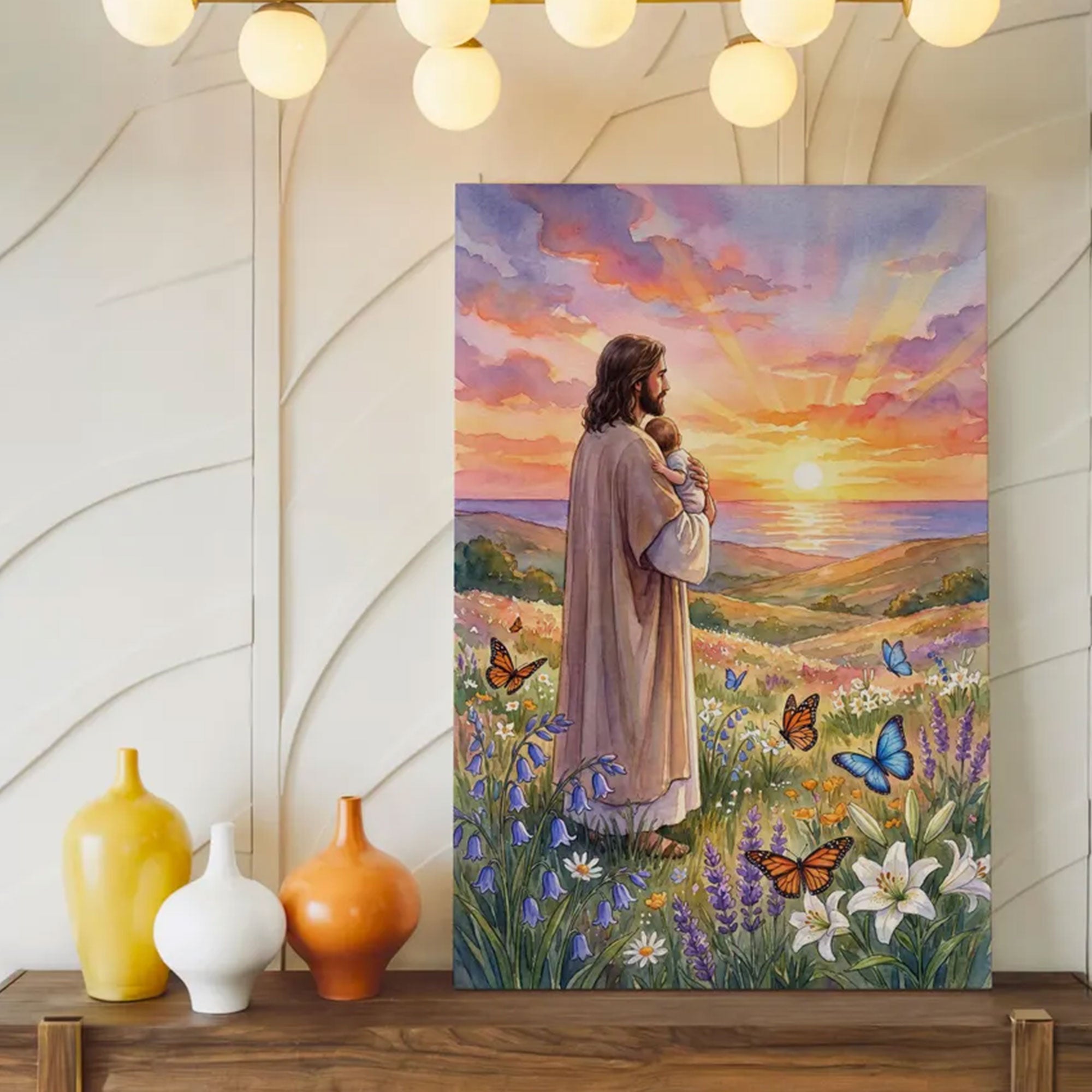 Christian Pregnancy Loss Canvas Print, Jesus Holding Baby Wall Art, Miscarriage Memorial Gift, Infant Loss Faith Decor