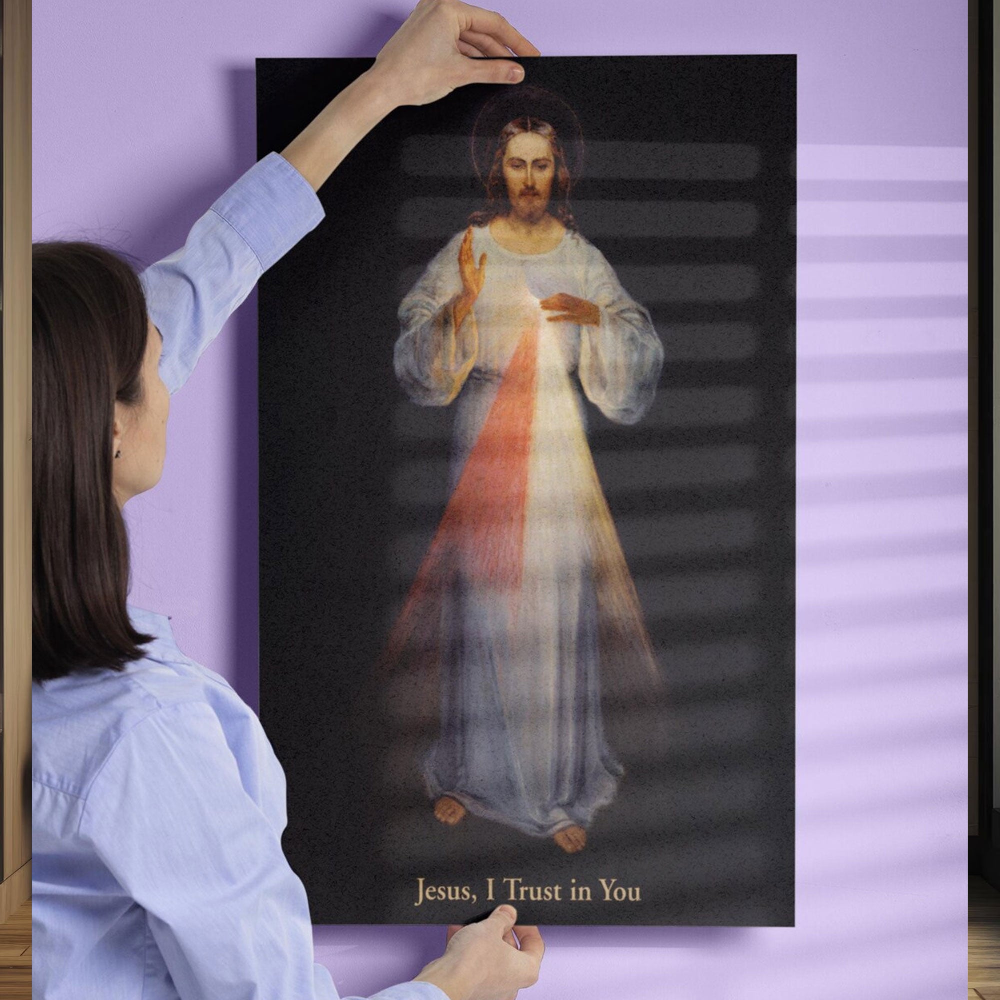 Jesus Divine Mercy Canvas Wall Art, "I Trust In You" Catholic Home Decor