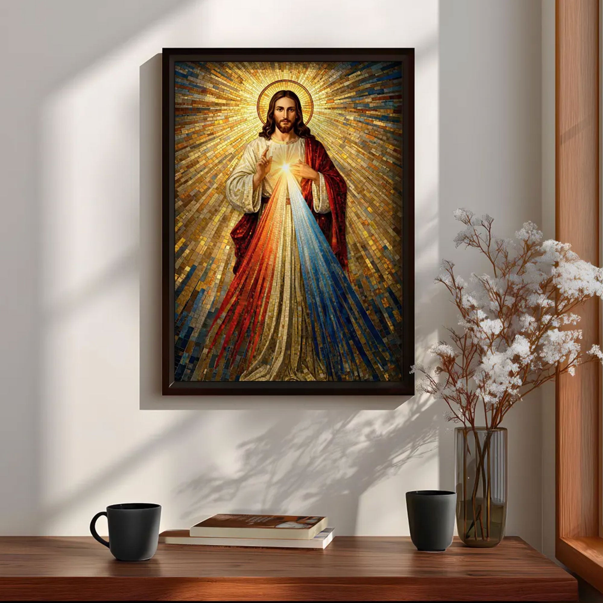 Divine Mercy Wall Art Jesus Mosaic Christian Icon Religious Gift Prayer Room Home Decor
