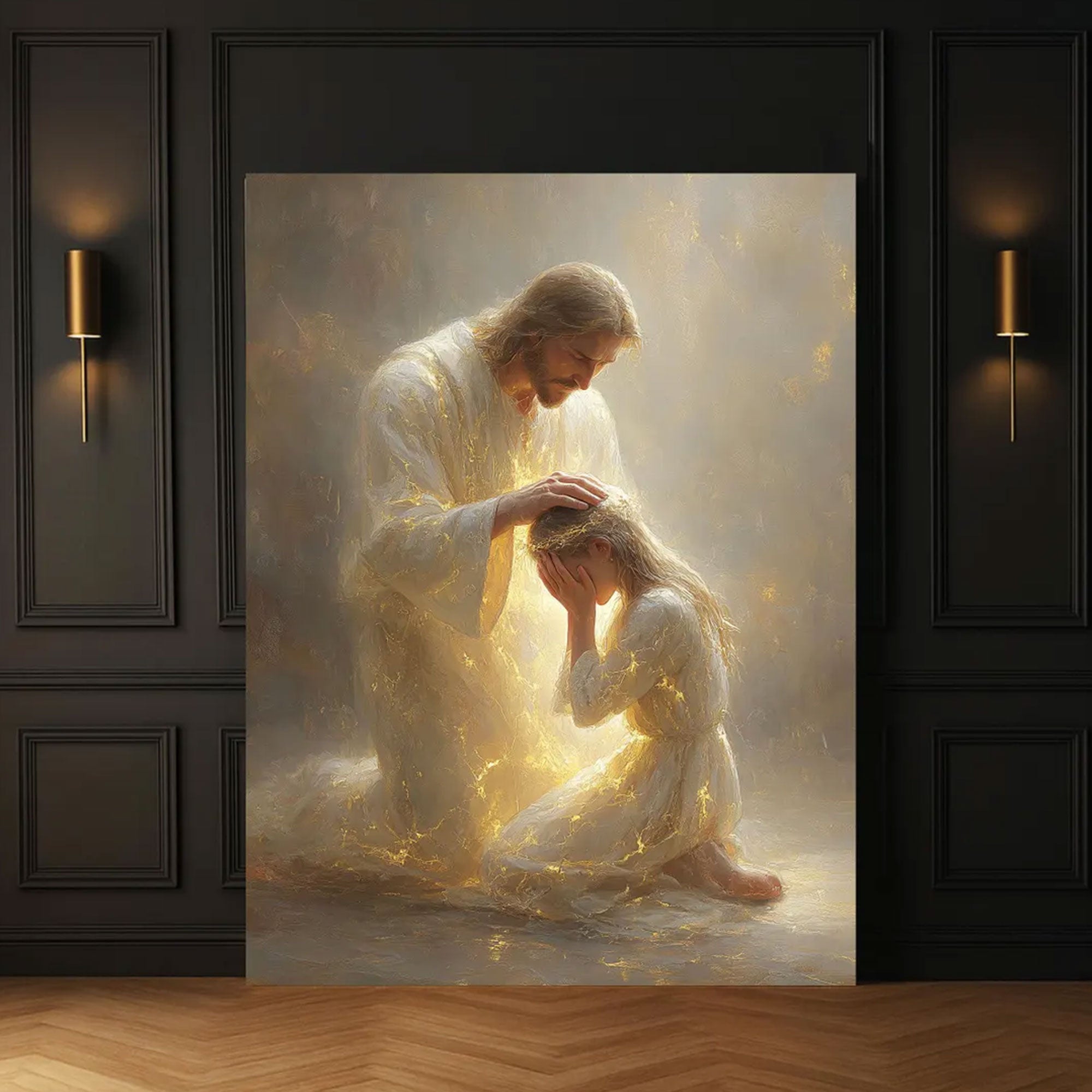 Jesus Blessing Child Canvas Print, Christian Healing Light Wall Art, Spiritual Home Decor, Religious Gift