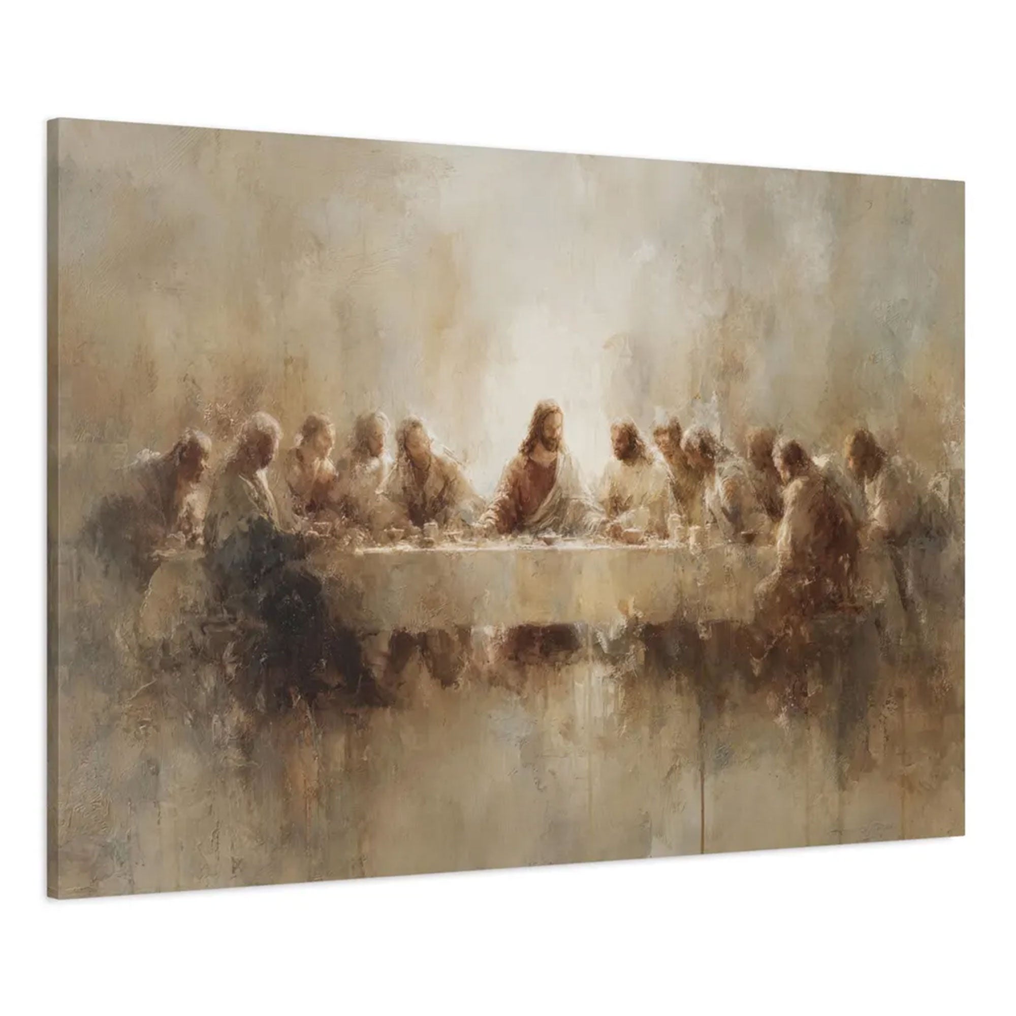 Modern Last Supper Wall Art, Minimalist Style Digital Print on Canvas, Christian Gift for Modern Homes, Large Religious Dining Room Decor
