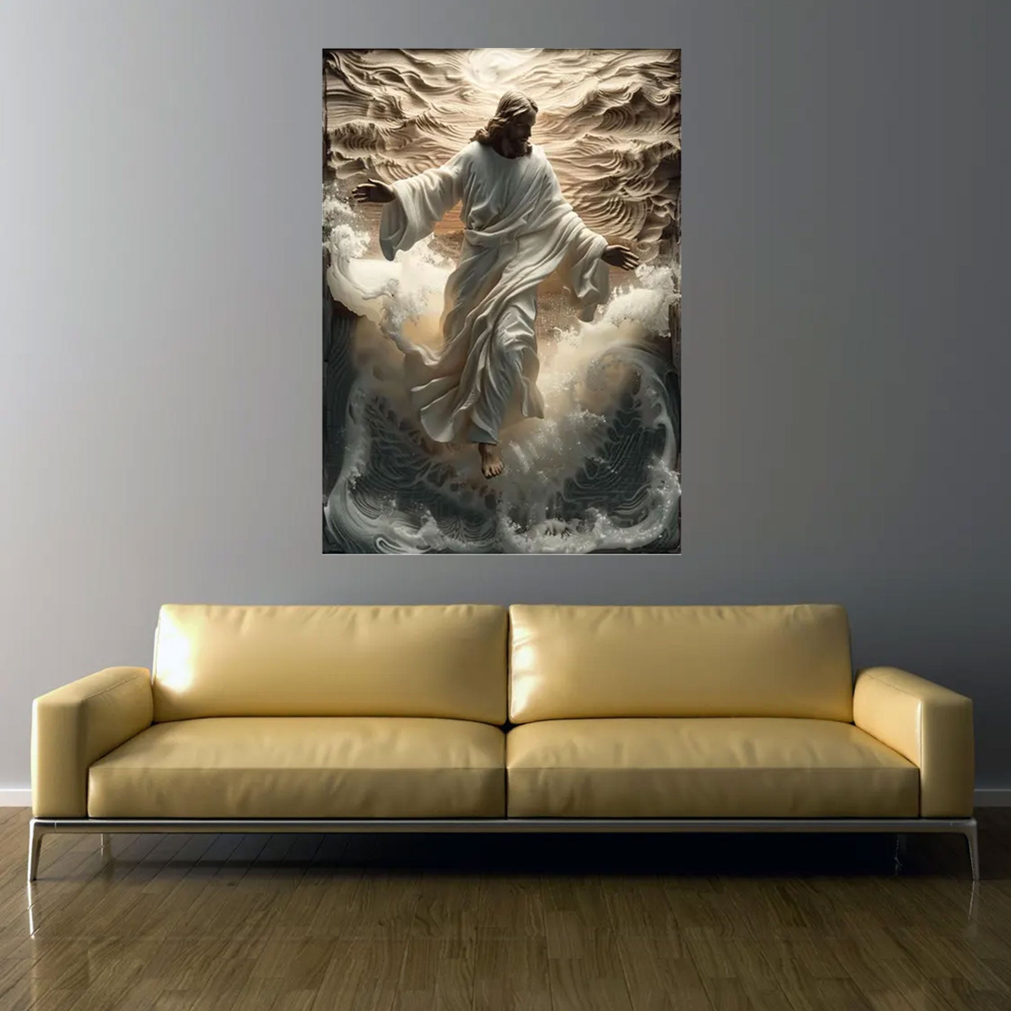 Jesus Walking on Water Canvas Print, Christian Wall Art, Biblical Scene, Spiritual Inspirational Home Decor, Religious Gift