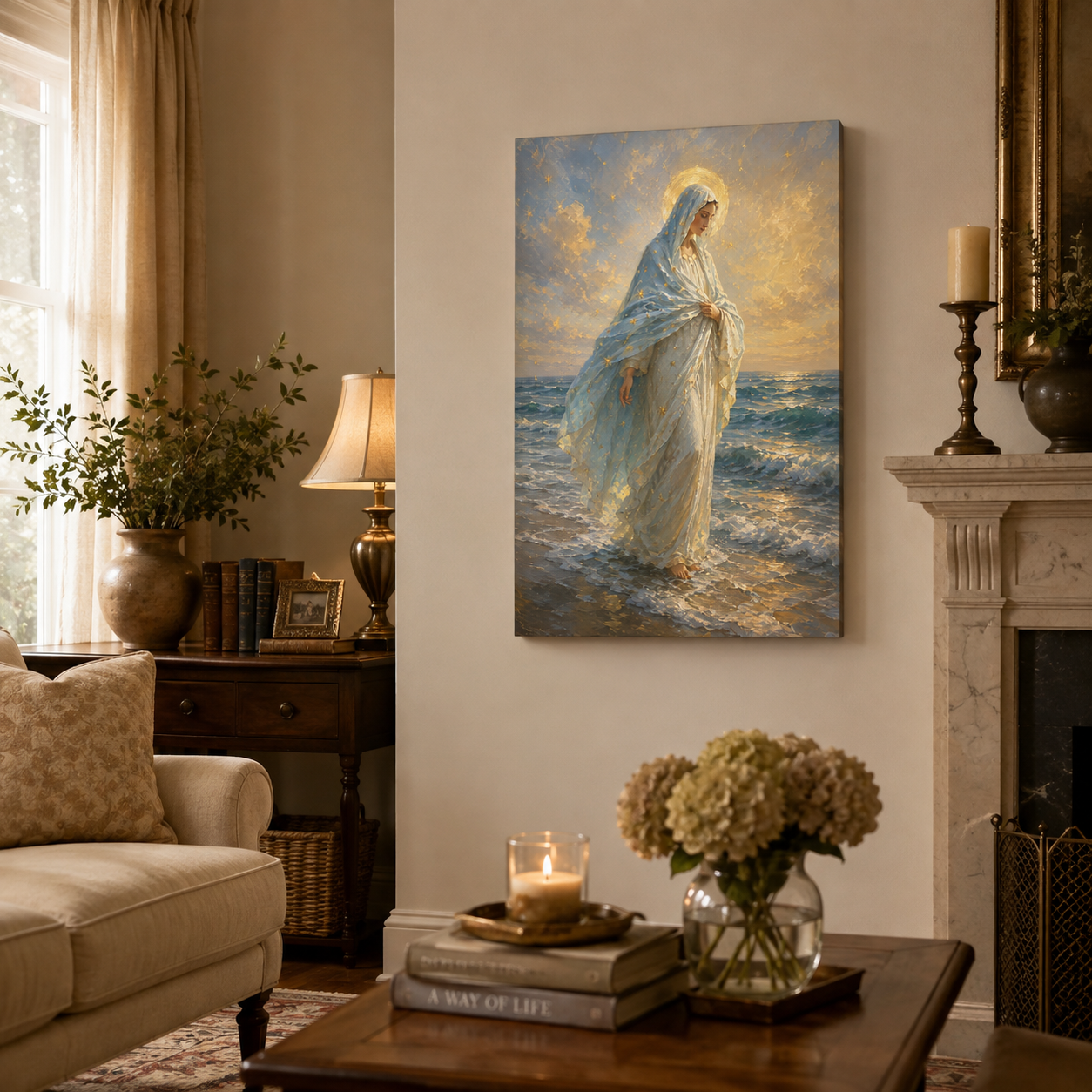 Stella Maris Canvas Print - She Walks With You Through Every Storm