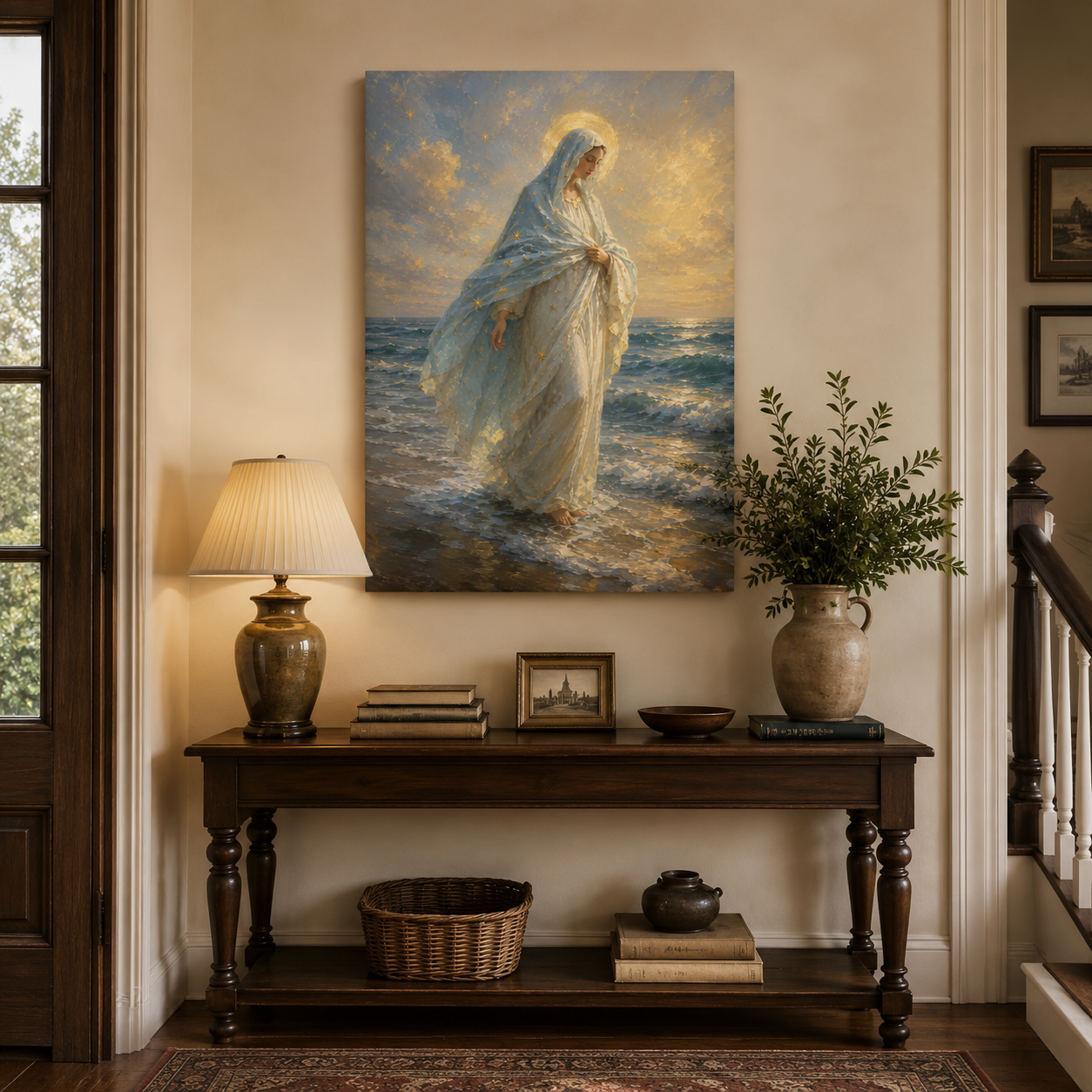 Stella Maris Canvas Print - She Walks With You Through Every Storm
