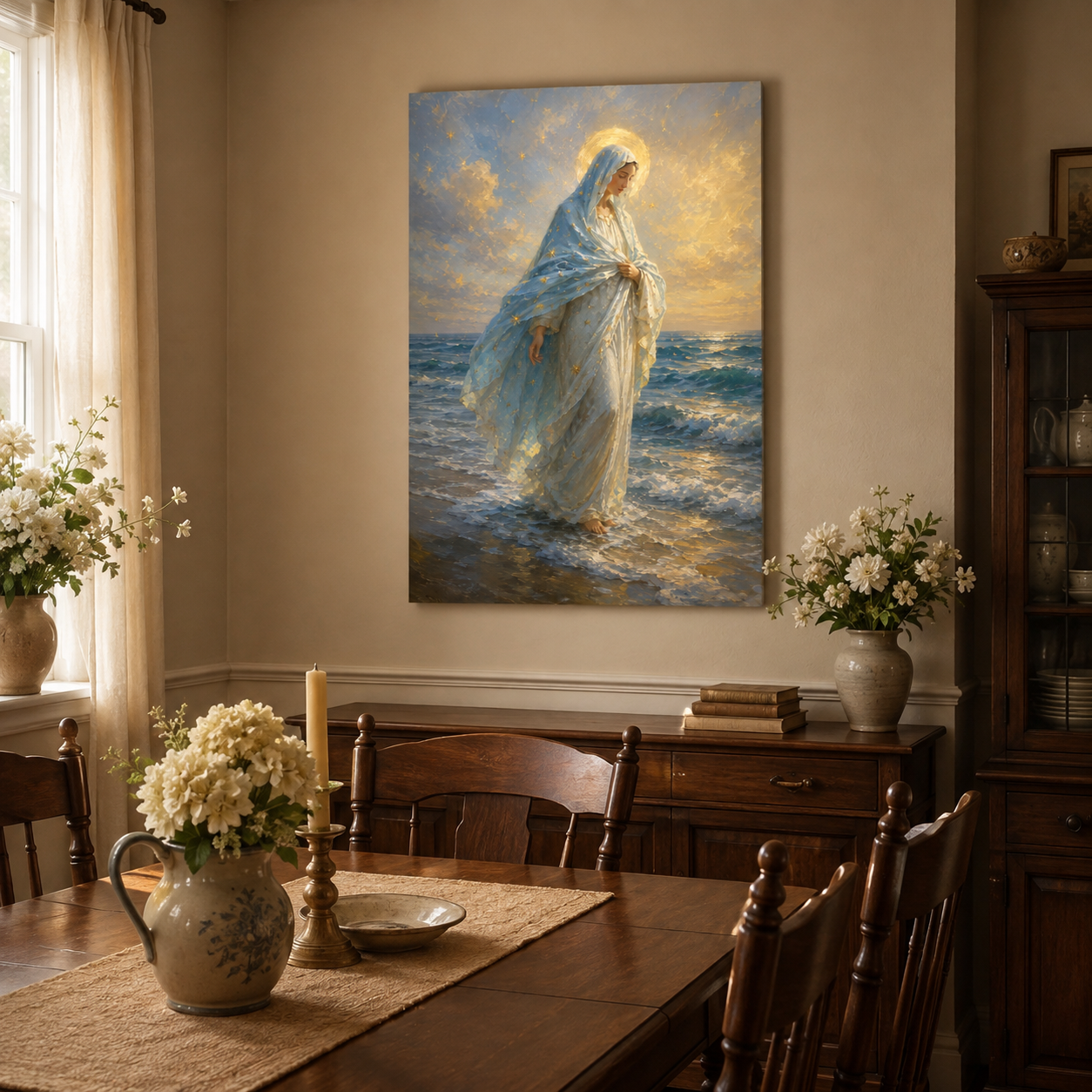 Stella Maris Canvas Print - She Walks With You Through Every Storm