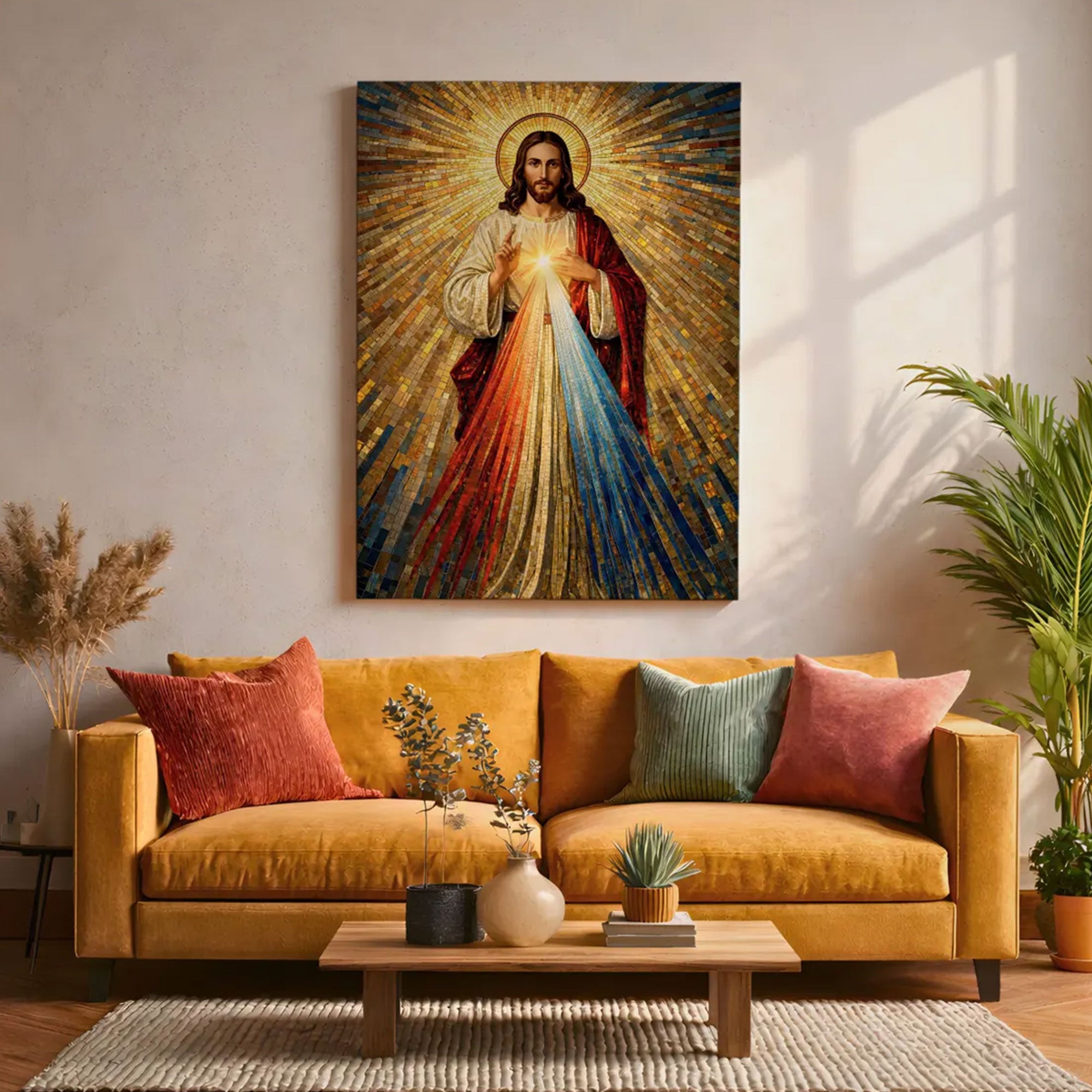 Divine Mercy Wall Art Jesus Mosaic Christian Icon Religious Gift Prayer Room Home Decor