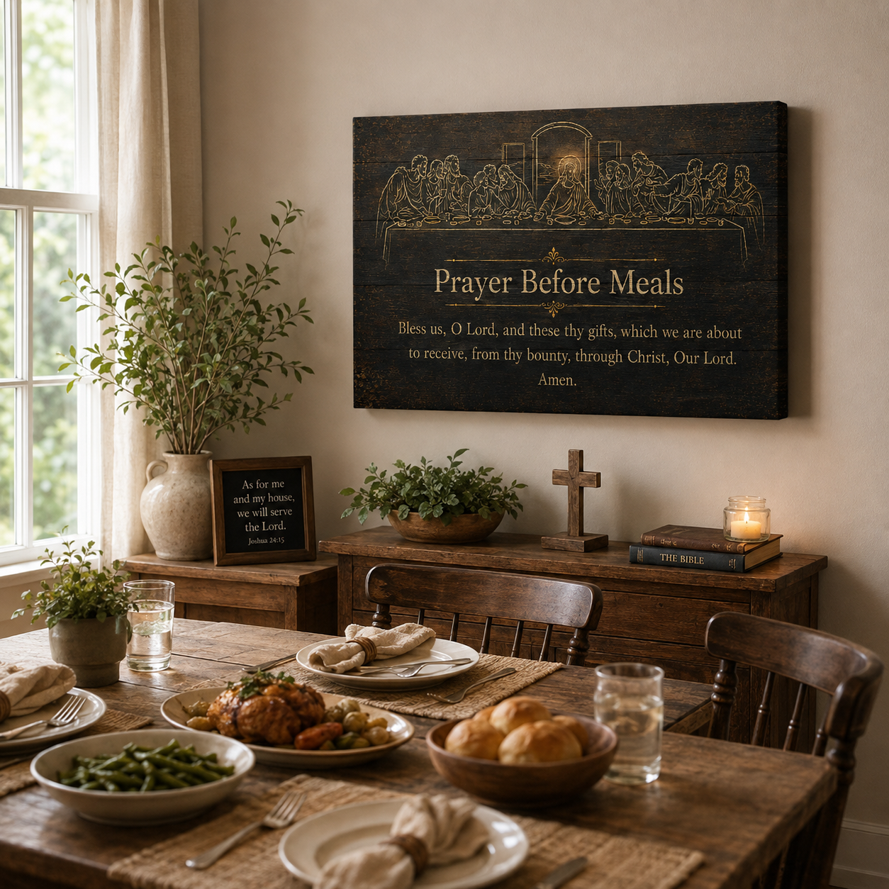Last Supper Canvas Print - Bless Us O Lord Prayer Wall Art