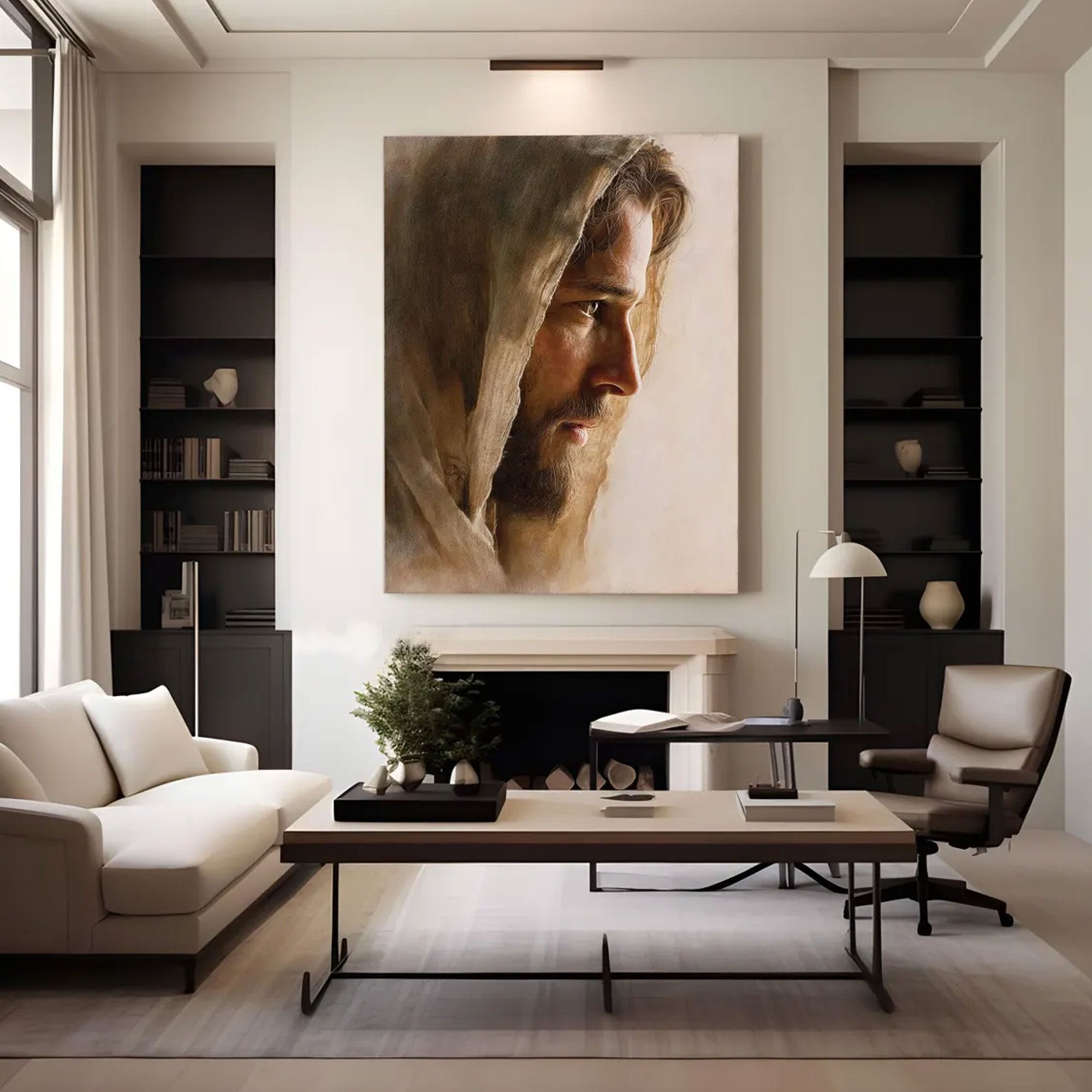 Jesus Portrait Canvas Art, Soft Christian Wall Decor, Religious Home Artwork, Inspirational Faith Gift, Modern Spiritual Decor