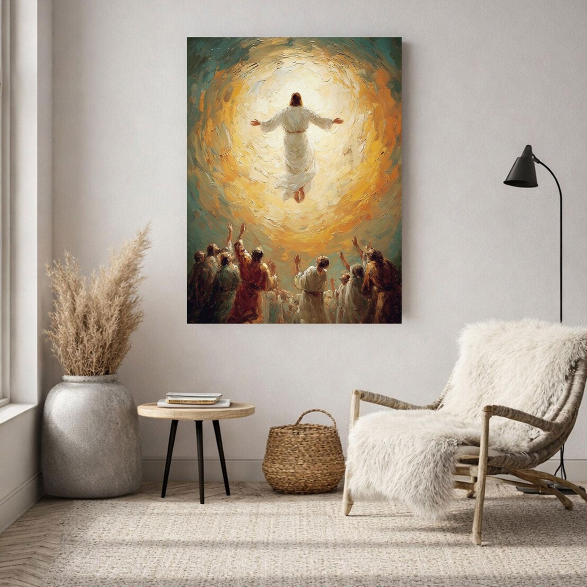 Ascension of Jesus Canvas Print, Christian Faith Wall Art, Heavenly Spiritual Decor, Sacred Biblical Artwork