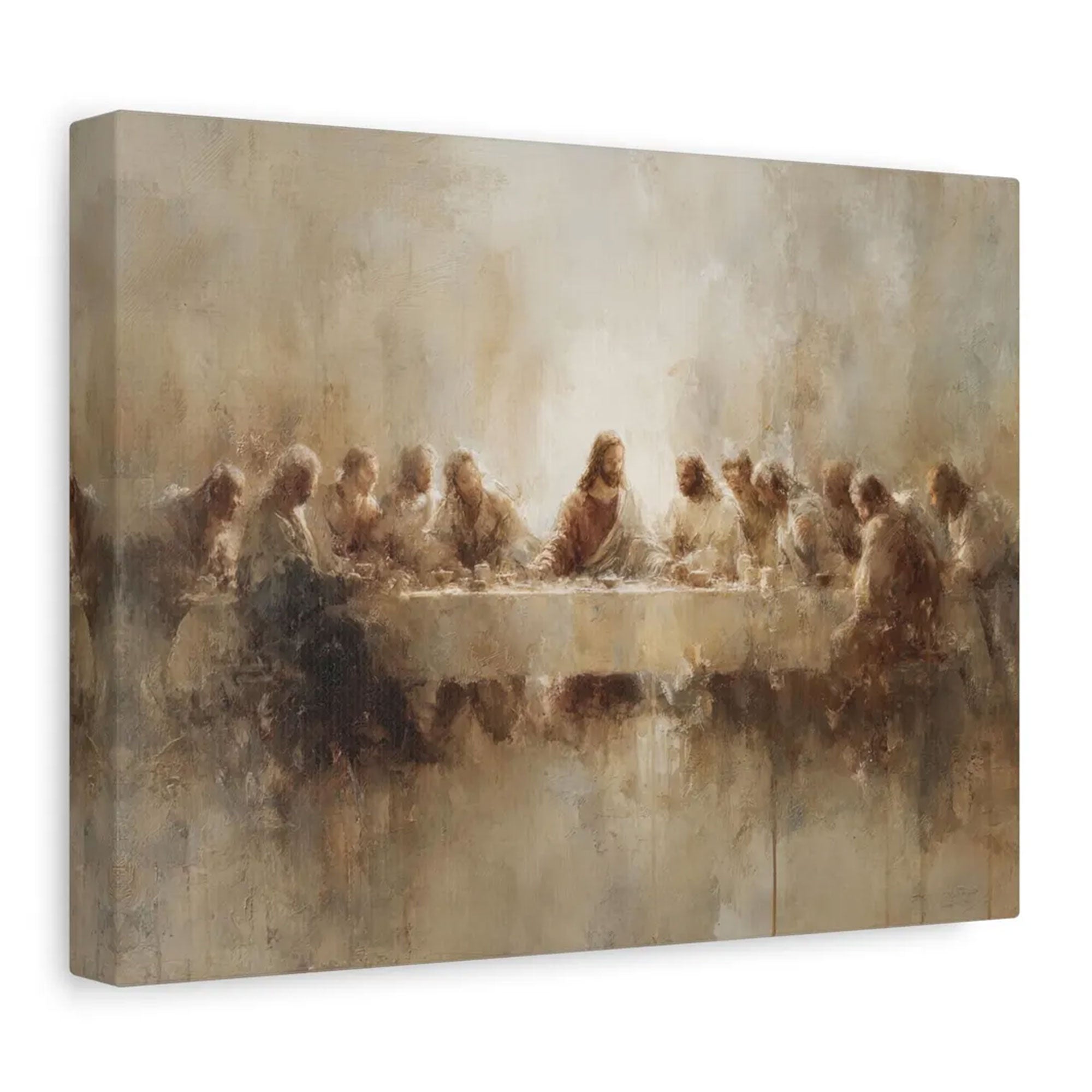 Modern Last Supper Wall Art, Minimalist Style Digital Print on Canvas, Christian Gift for Modern Homes, Large Religious Dining Room Decor