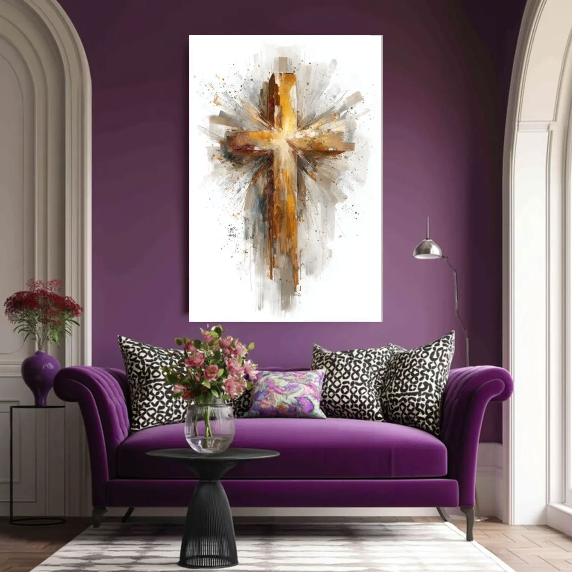 Abstract Cross Canvas Print, Large Christian Wall Art, Oversized Statement Piece, Modern Faith Home Decor, Ready to Hang Inspirational Gift