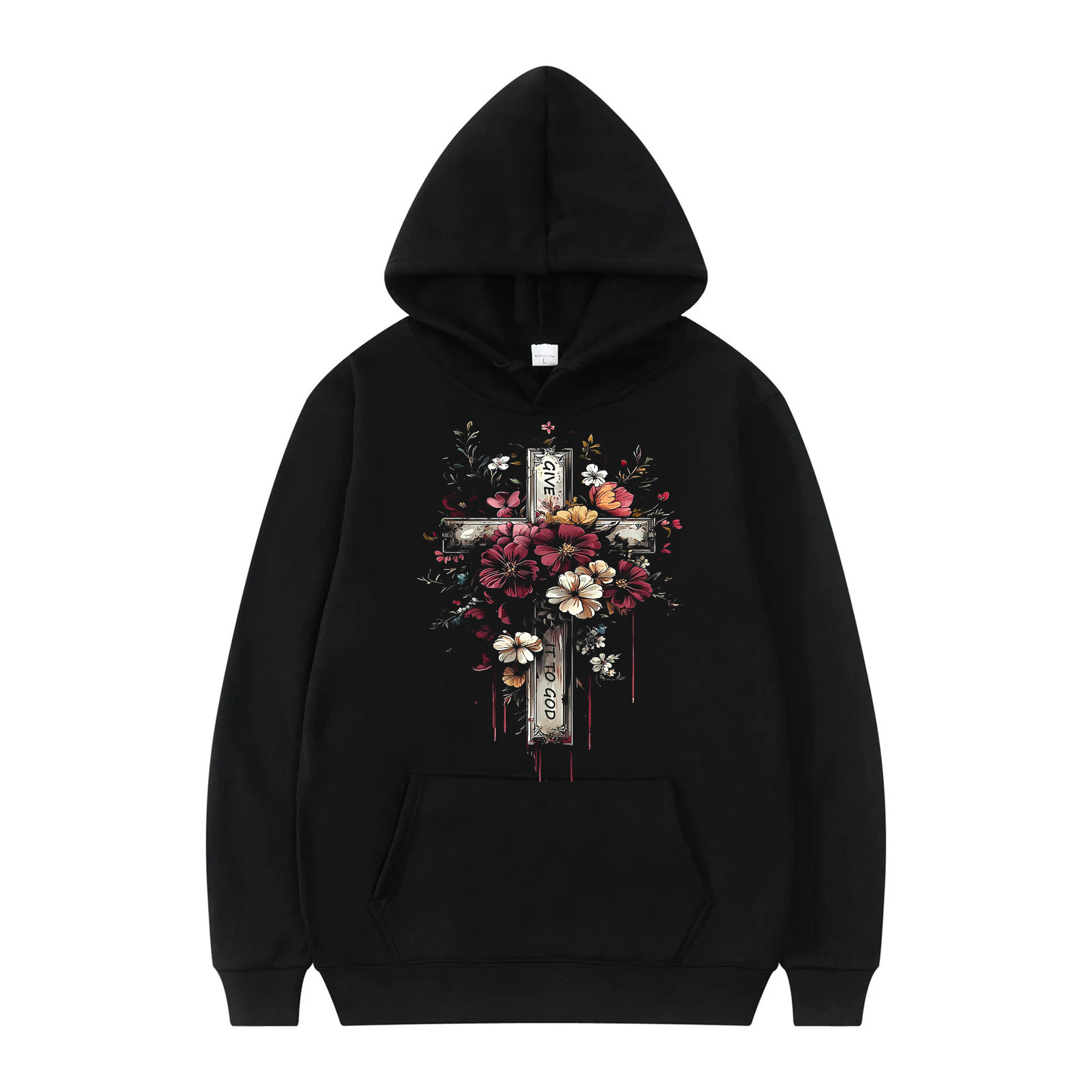 Give It to God Floral Cross Shirt, Christian Faith Tee, Religious Flower Cross Apparel for Men Women