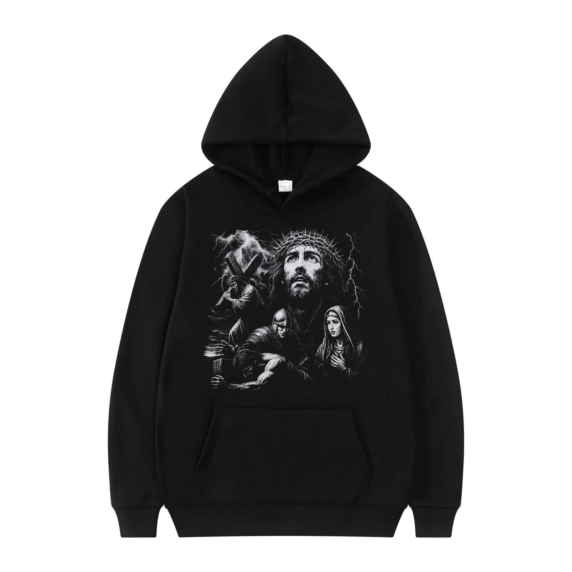 Jesus Carrying Cross Shirt, Christian Graphic Tee, Crucifixion Scene Religious Apparel