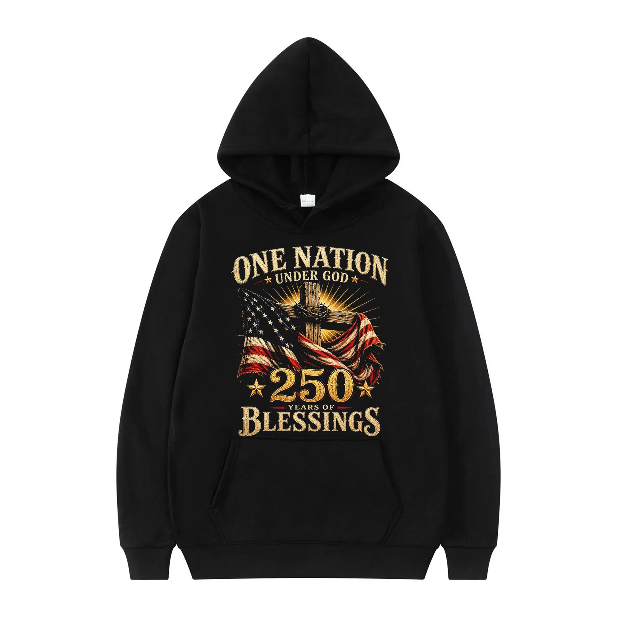 One Nation Under God 250 Years Blessings Shirt, American Flag Cross Christian Tee, Patriotic Independence Day Apparel