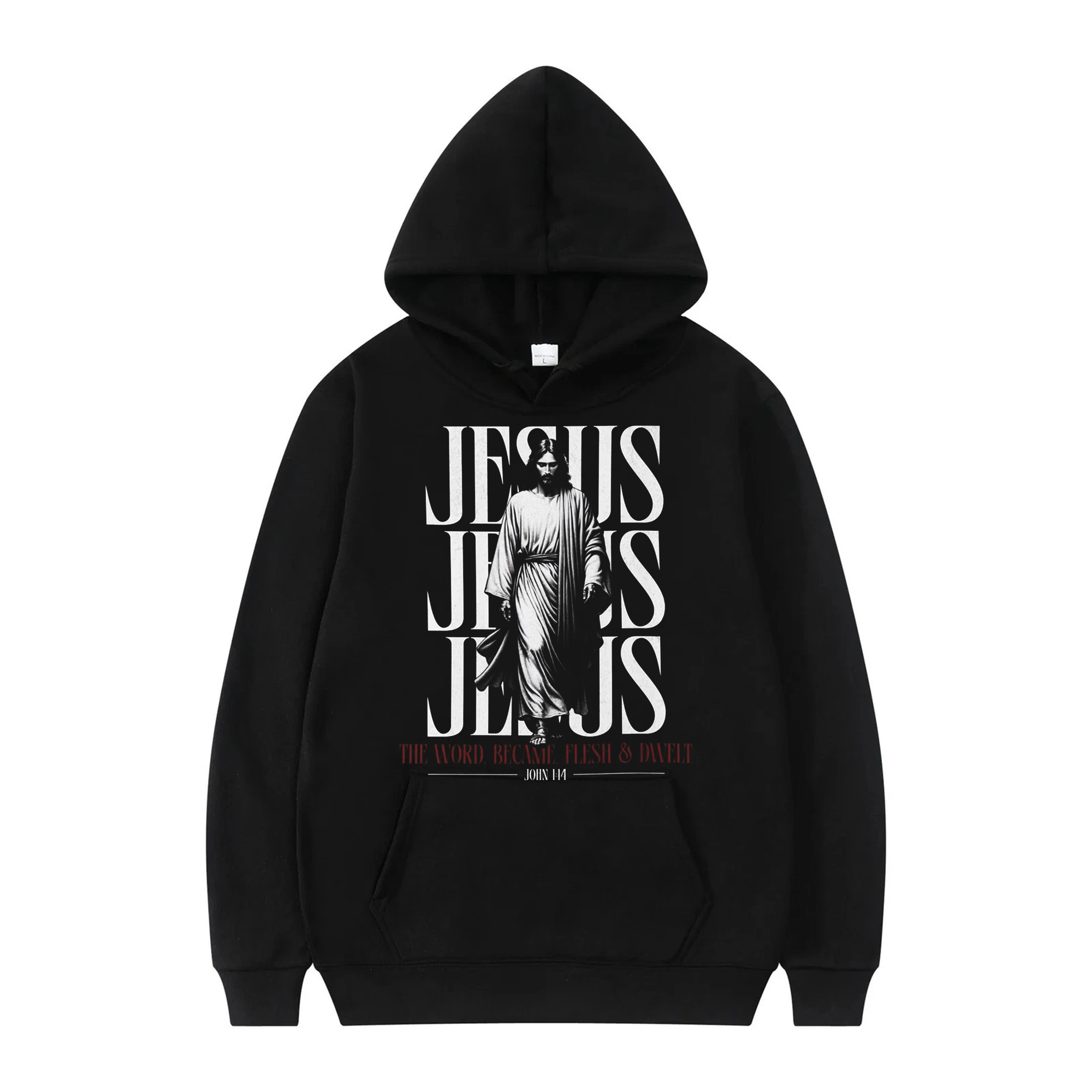 Jesus Typography T-Shirt, The Word Became Flesh Christian Tee, Faith Scripture Graphic Shirt, Bible Verse Apparel, Religious Gift for Believers