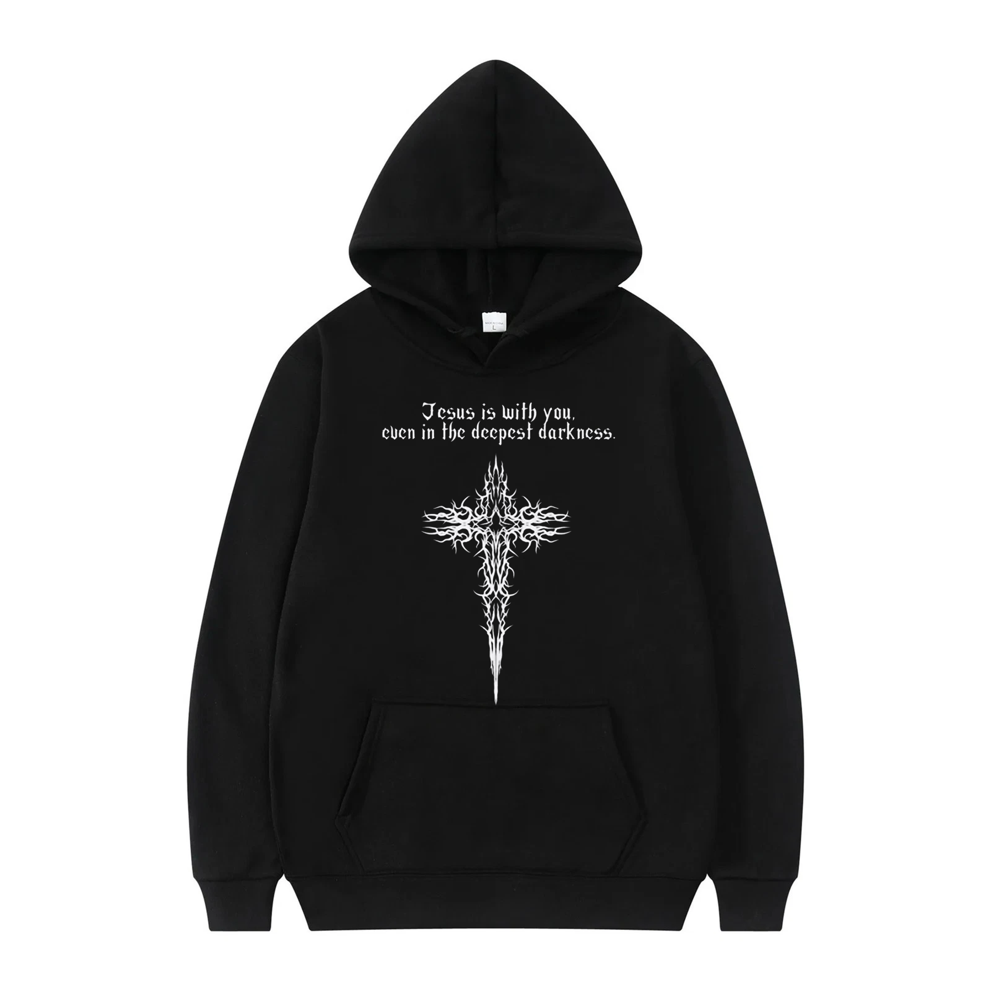 Jesus Is With You Shirt, Hoodie, Sweatshirt, Gothic Cross Christian Tee, Faith Over Fear Inspirational Apparel for Believers