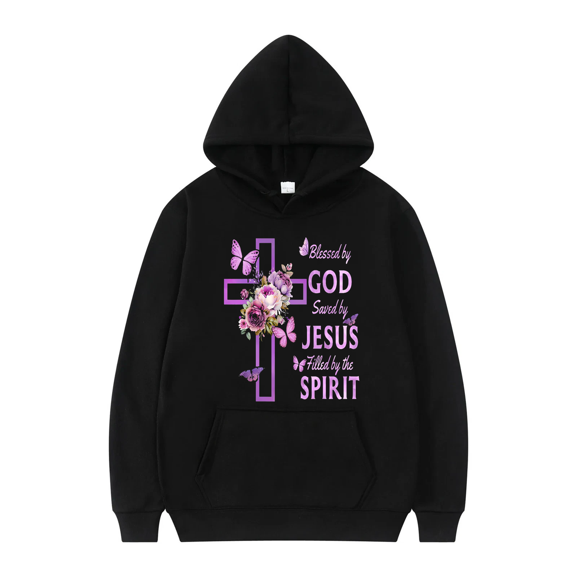 Blessed by God Saved by Jesus Shirt, Purple Floral Cross Christian Tee, Faith Gift, Jesus Lover Apparel