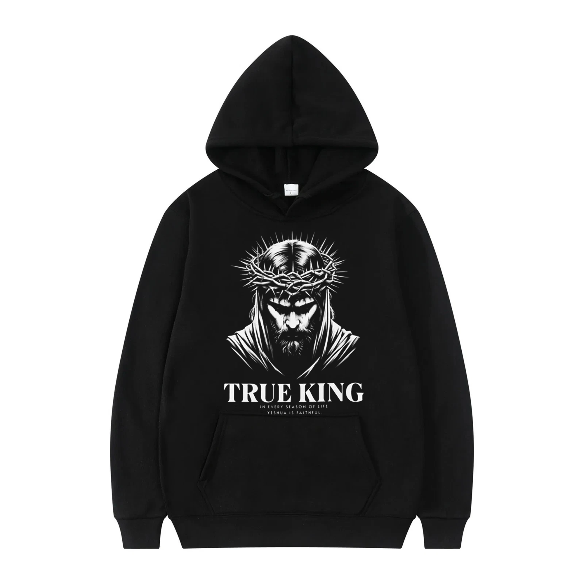 "True King" Christian T-Shirt for Men, Jesus Christ Crown of Thorns Graphic Tee, Yeshua Is Faithful Apparel