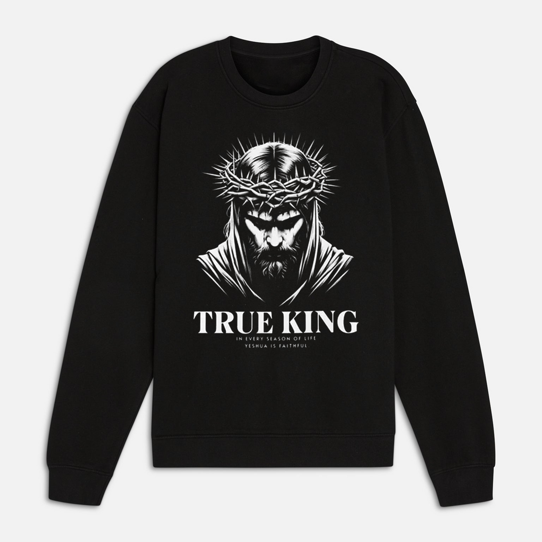 "True King" Christian T-Shirt for Men, Jesus Christ Crown of Thorns Graphic Tee, Yeshua Is Faithful Apparel