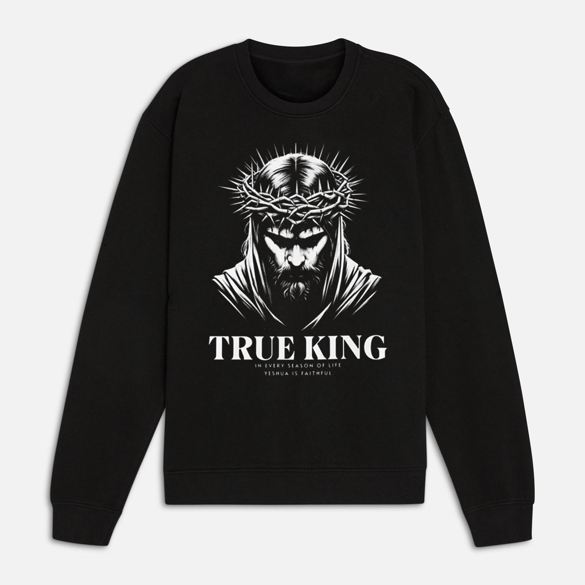 "True King" Christian T-Shirt for Men, Jesus Christ Crown of Thorns Graphic Tee, Yeshua Is Faithful Apparel