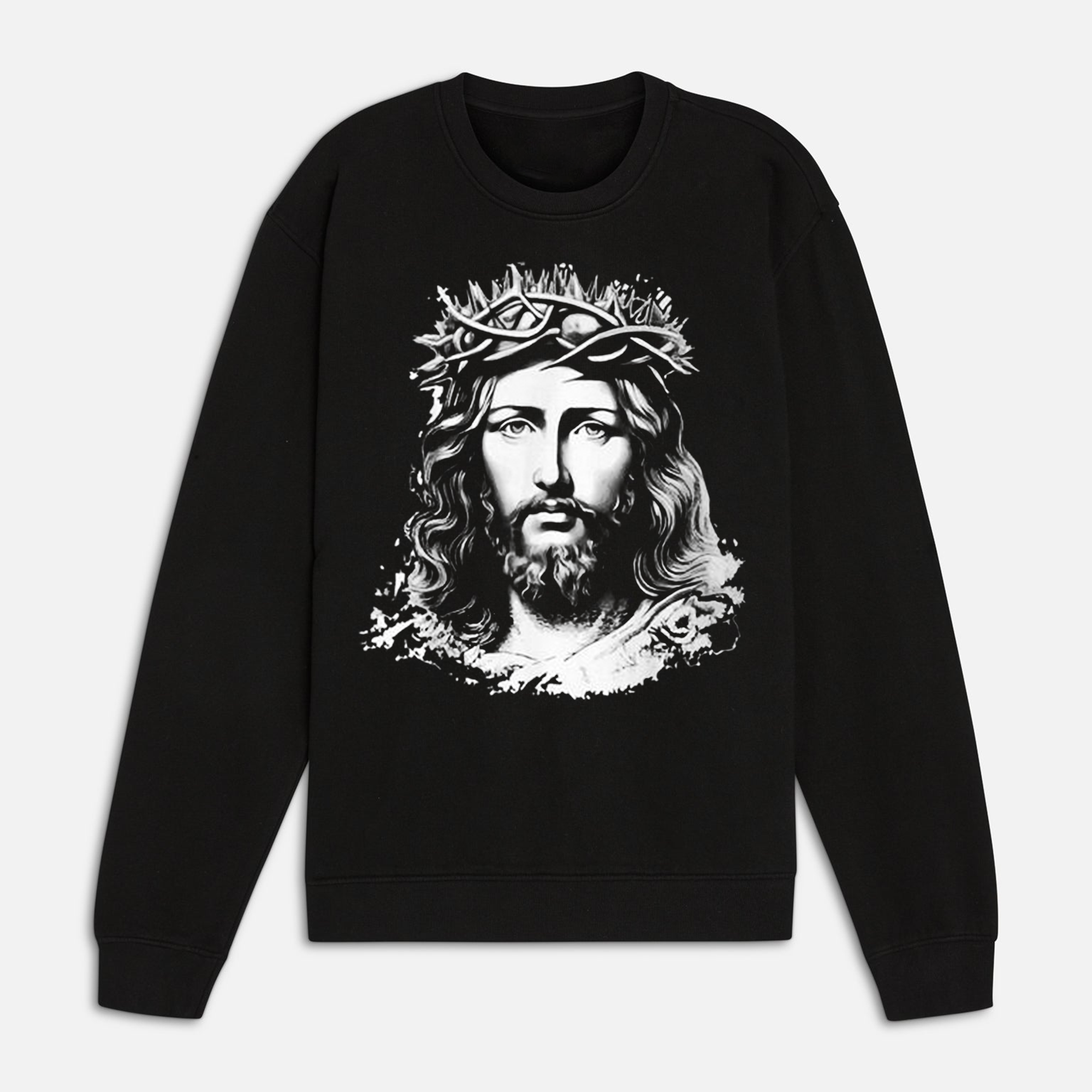 Jesus Christ Face Graphic T-Shirt, Crown of Thorns Design, Christian Faith Shirt