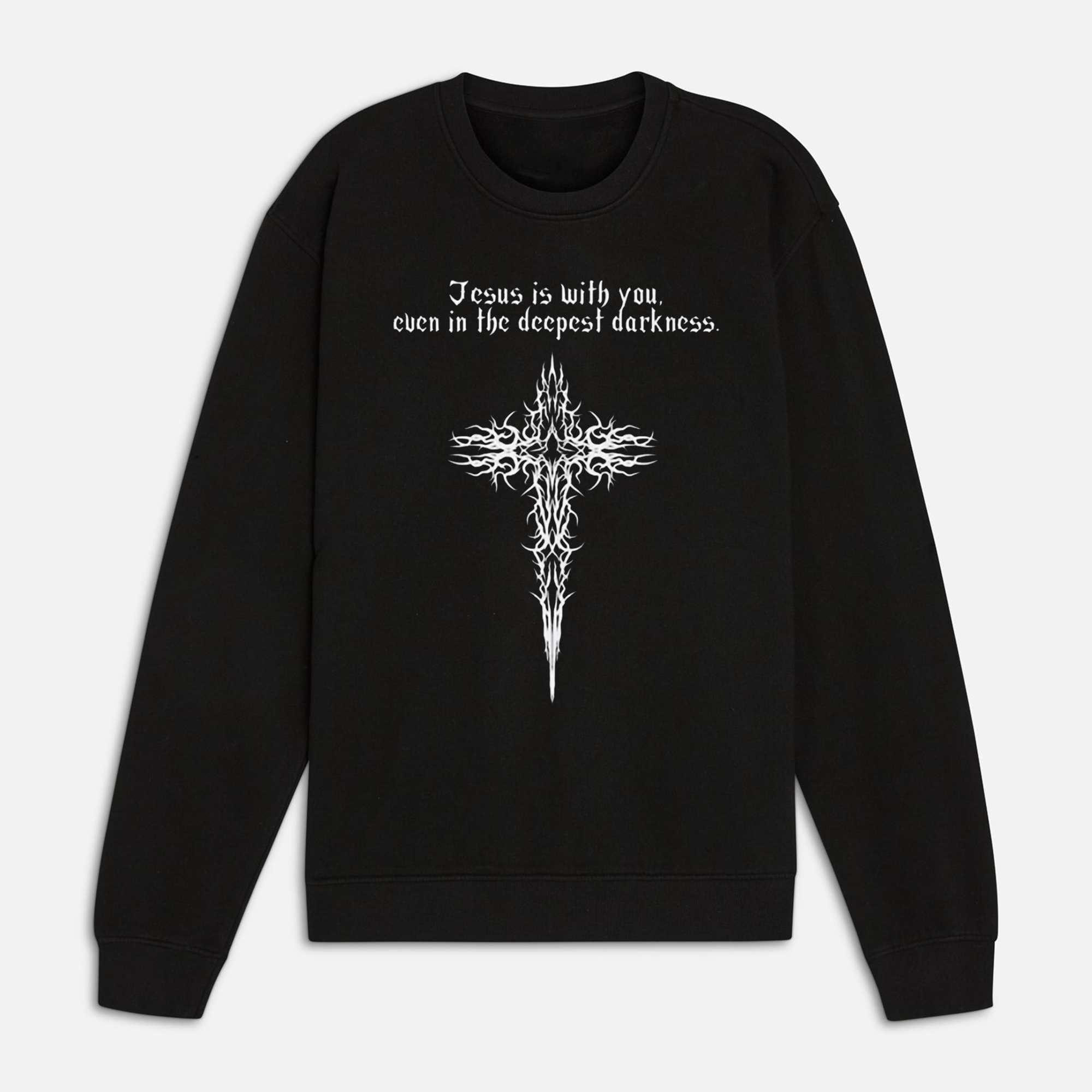 Jesus Is With You Shirt, Hoodie, Sweatshirt, Gothic Cross Christian Tee, Faith Over Fear Inspirational Apparel for Believers