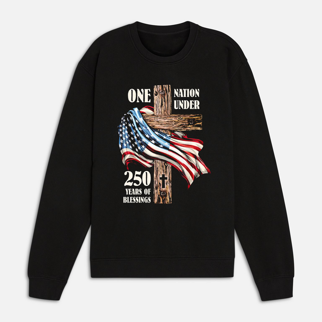 One Nation Under God 250 Years Shirt, American Flag Cross Christian Tee, Patriotic USA Faith Apparel for Men Women