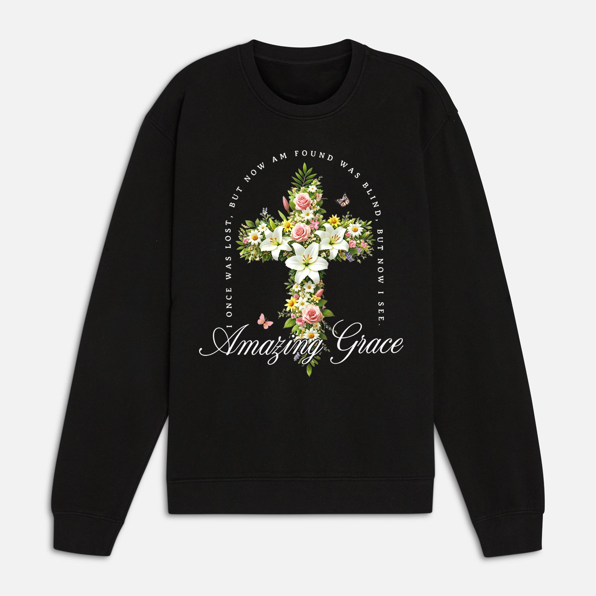 Amazing Grace Floral Cross Shirt, Christian Faith Tee, Inspirational Religious Apparel for Men Women