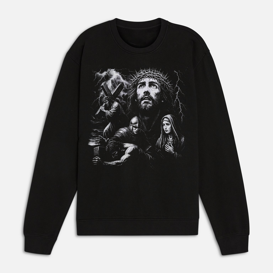 Jesus Carrying Cross Shirt, Christian Graphic Tee, Crucifixion Scene Religious Apparel