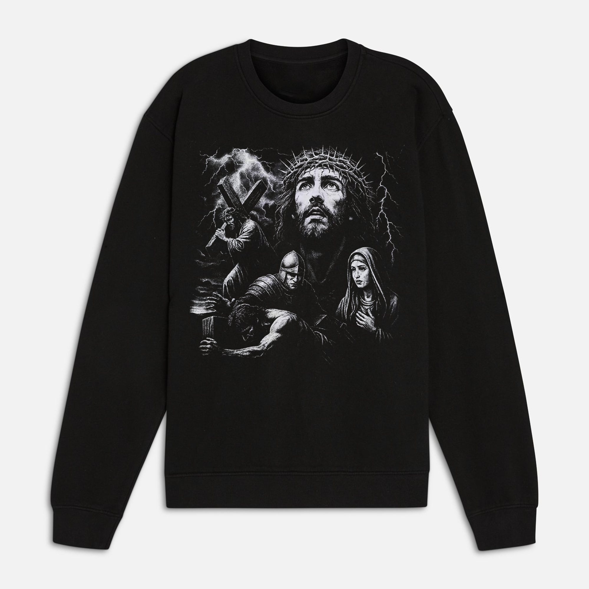 Jesus Carrying Cross Shirt, Christian Graphic Tee, Crucifixion Scene Religious Apparel