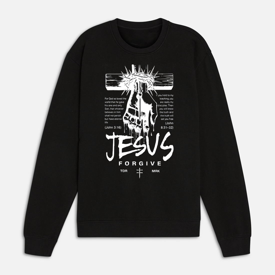 Minimalist Jesus Forgive Acid Wash Tee, Retro Christian Streetwear, Flat 2D Graphic Cross Shirt for Men & Women
