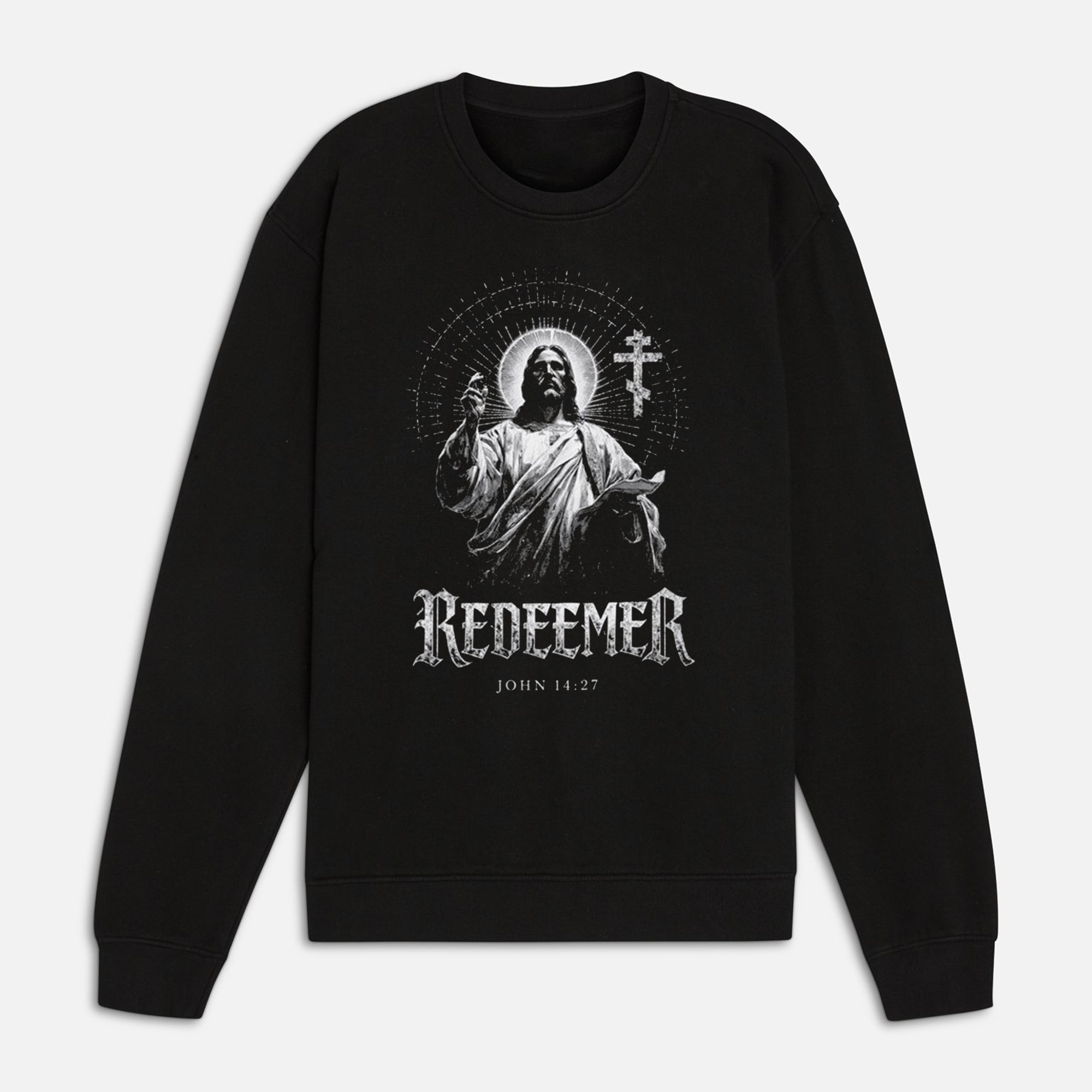 Redeemer Shirt Christian Orthodox Jesus Shirt Black Monochrome Religious T Shirt John 14:27 Faith Apparel Gothic Christian Streetwear