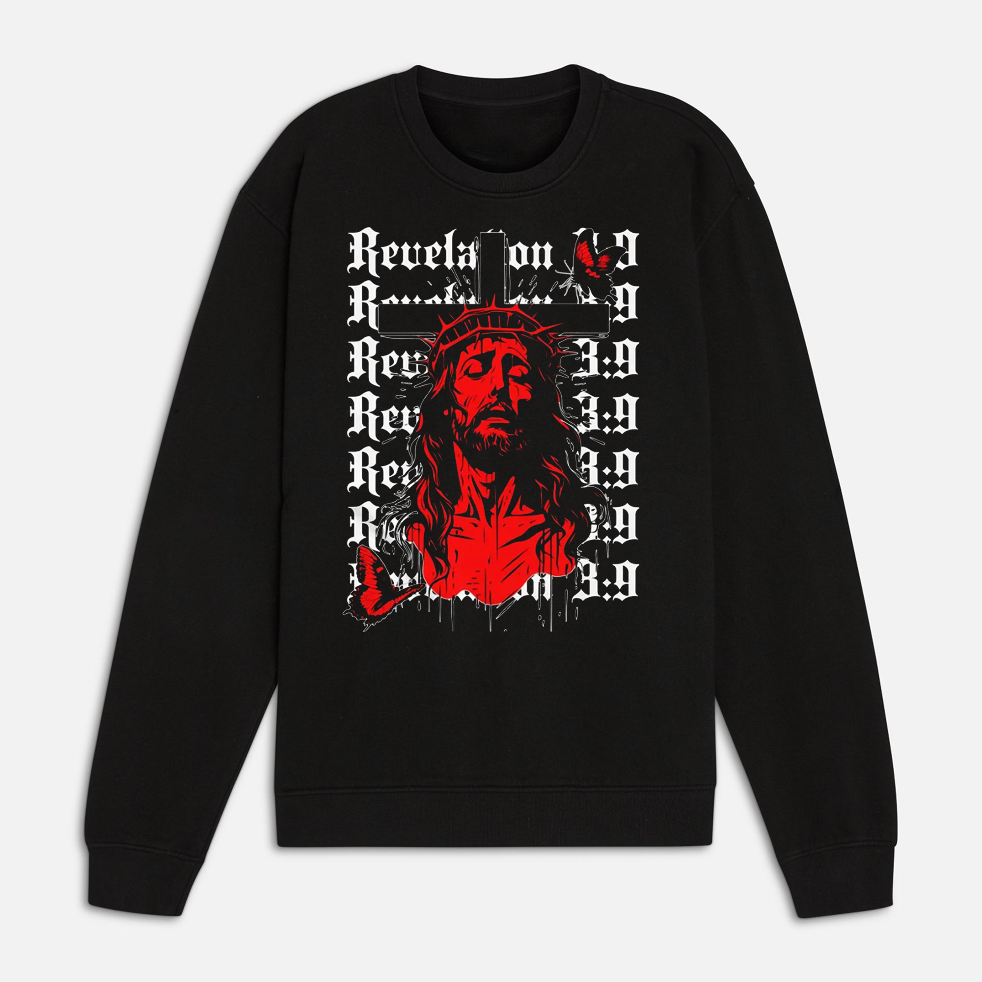 Gothic Jesus Cross Shirt, Hoodie, Sweatshirt, Red Christ Graphic, Revelation Christian Apparel