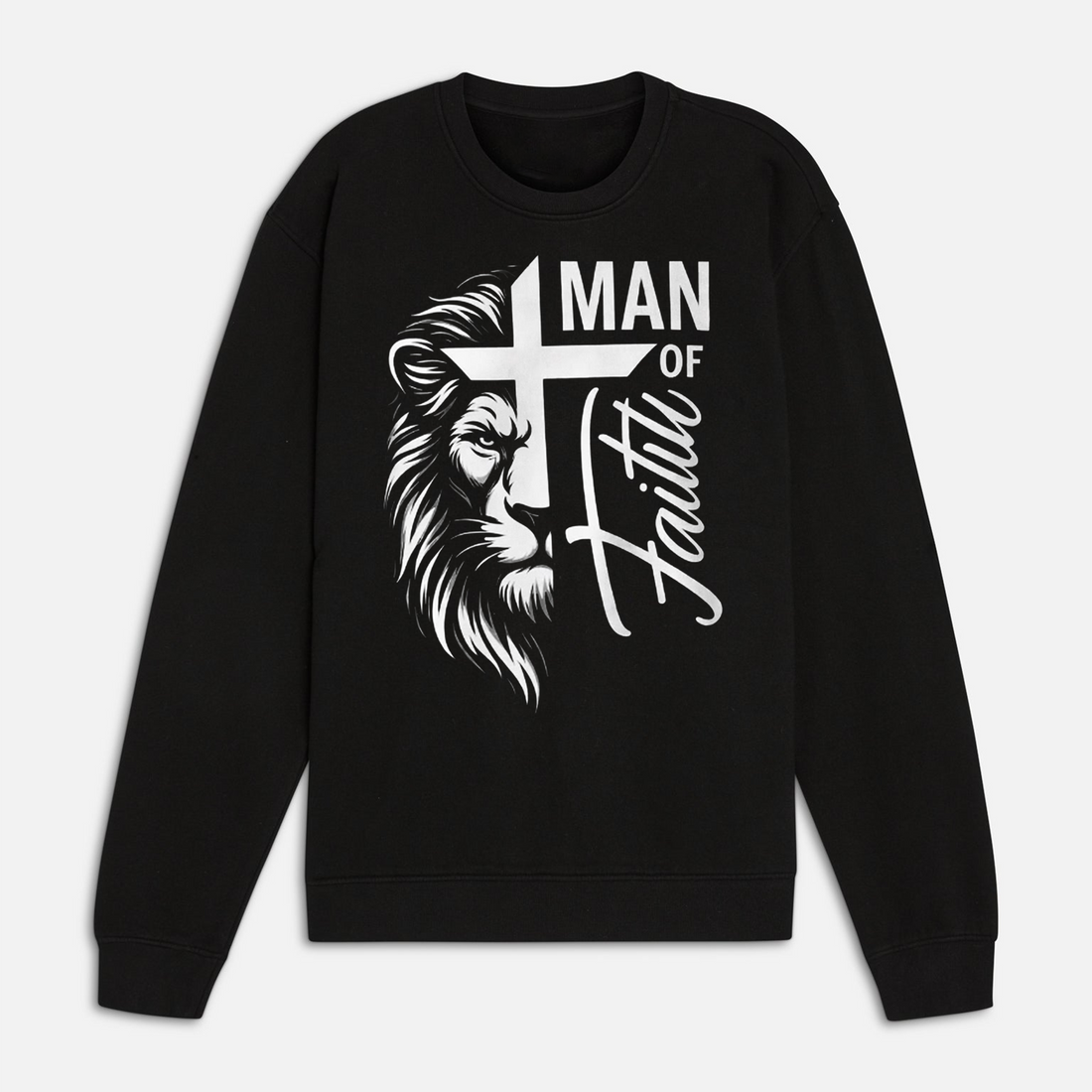 Man of Faith Shirt Lion of Judah Tee, Christian Cross Graphic, Religious Apparel