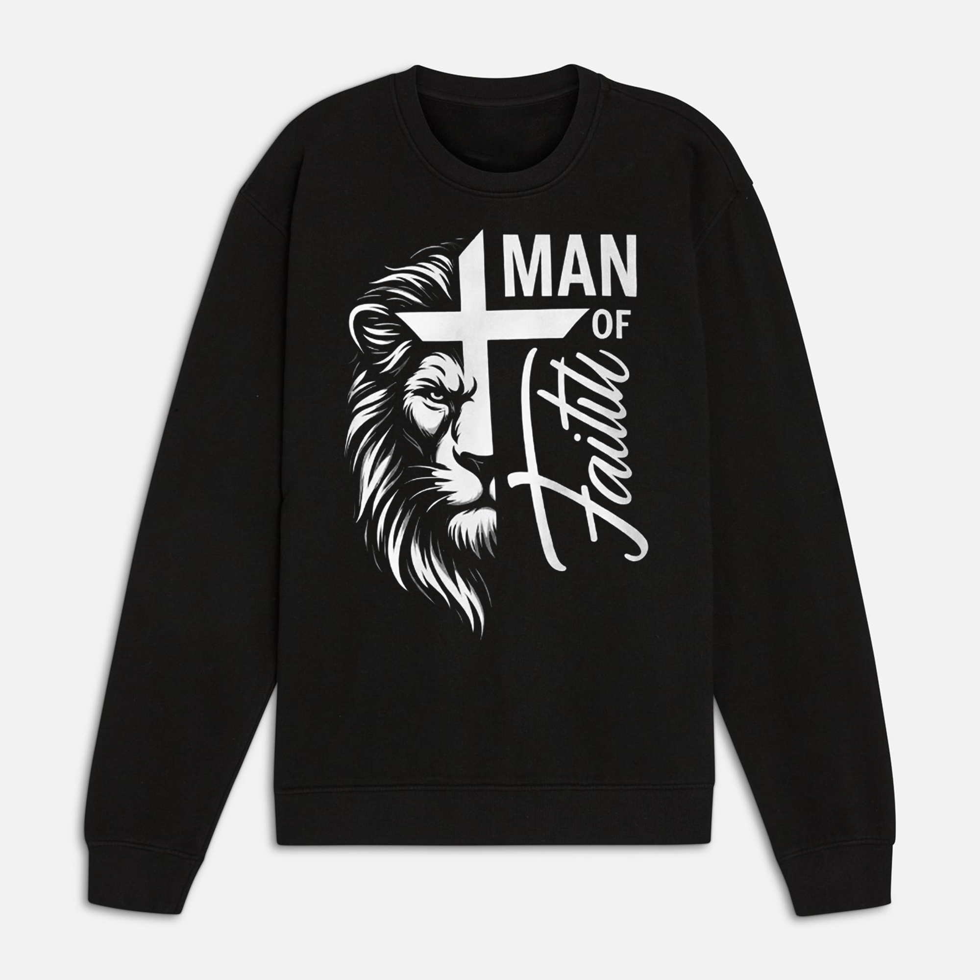 Man of Faith Shirt Lion of Judah Tee, Christian Cross Graphic, Religious Apparel