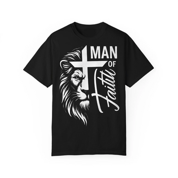 Man of Faith Shirt Lion of Judah Tee, Christian Cross Graphic, Religious Apparel