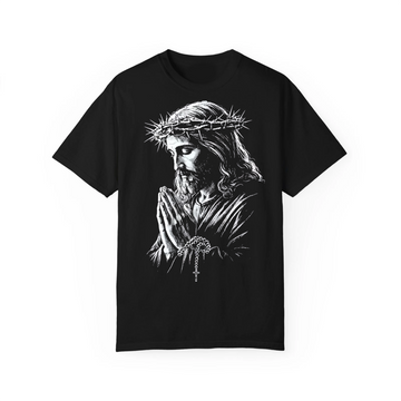 Prayerful Jesus Christ Shirt, Crown of Thorns Devotional Graphic Tee, Inspirational Christian Faith Apparel for Men Women