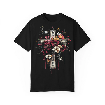 Give It to God Floral Cross Shirt, Christian Faith Tee, Religious Flower Cross Apparel for Men Women