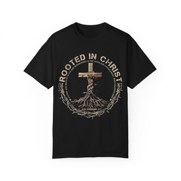 Rooted in Christ Shirt, Christian Faith Tee, Daily Spiritual Reminder, Jesus Cross Graphic, Faith Inspired Gift