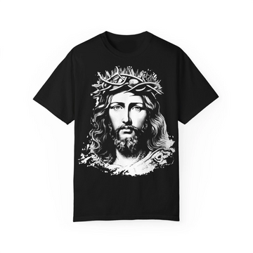 Jesus Christ Face Graphic T-Shirt, Crown of Thorns Design, Christian Faith Shirt