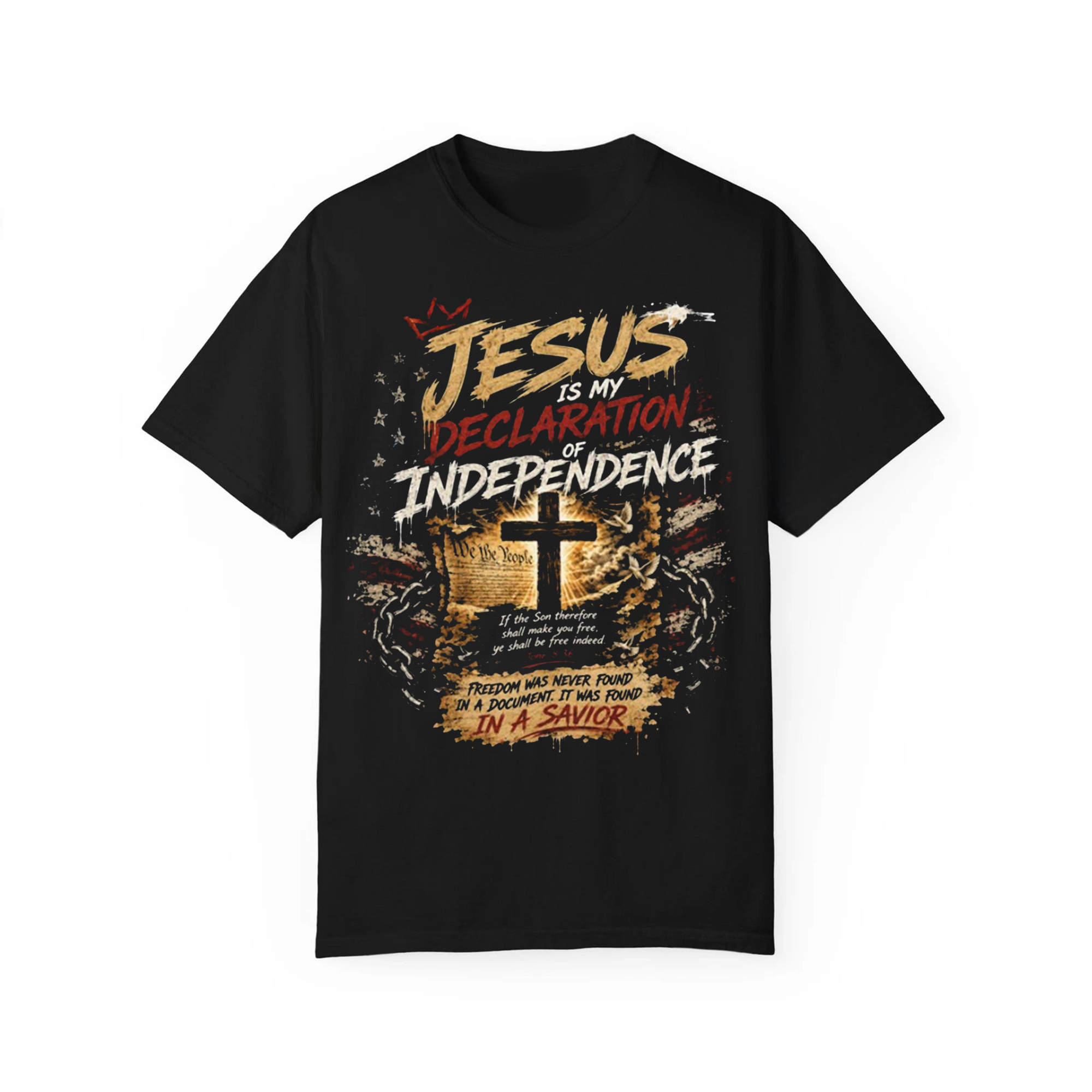 Jesus Is My Declaration of Independence Shirt, Christian Patriotic Cross Tee, Faith Based 4th of July T-Shirt
