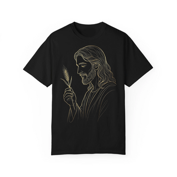 Jesus Wheat Line Art Shirt, Christian Minimalist Tee, Bread of Life Faith Design, Spiritual Christian Gift