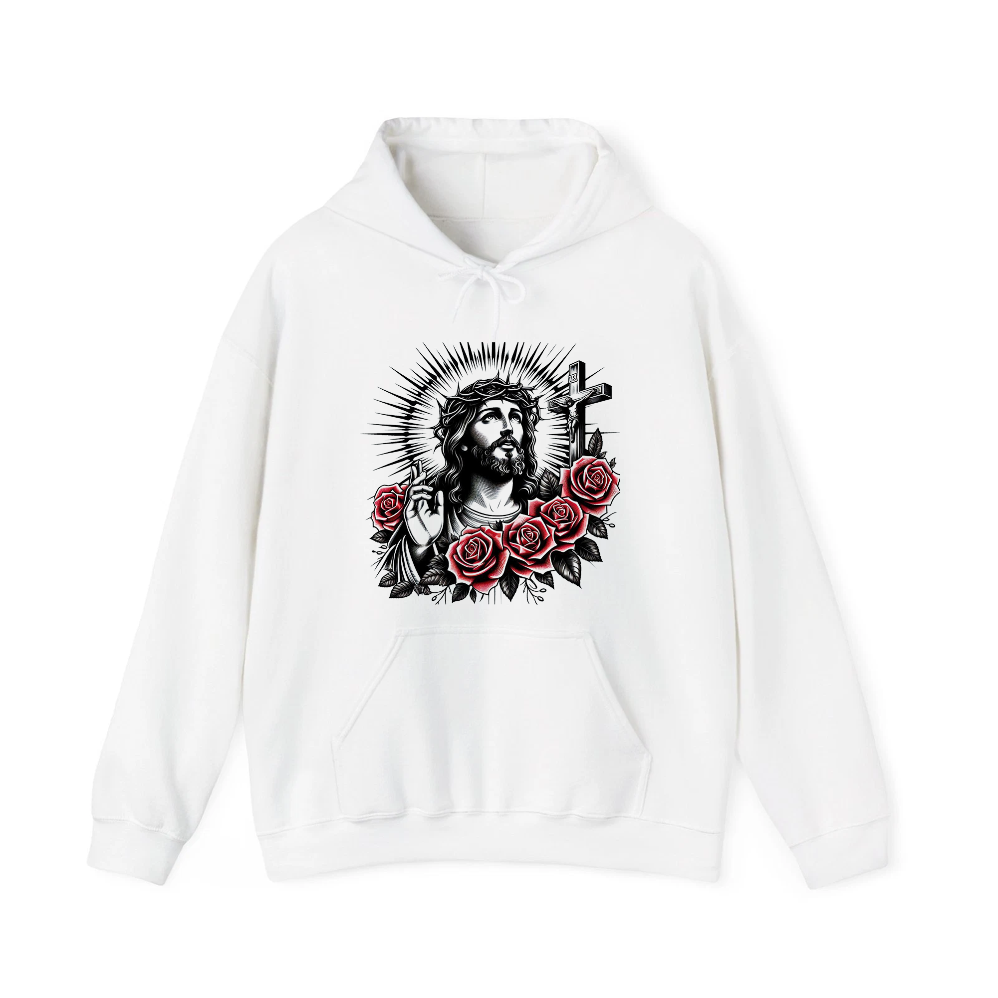 Jesus Christ Rose Cross Shirt, Christian Faith Tee, Crown of Thorns Religious Apparel for Men Women