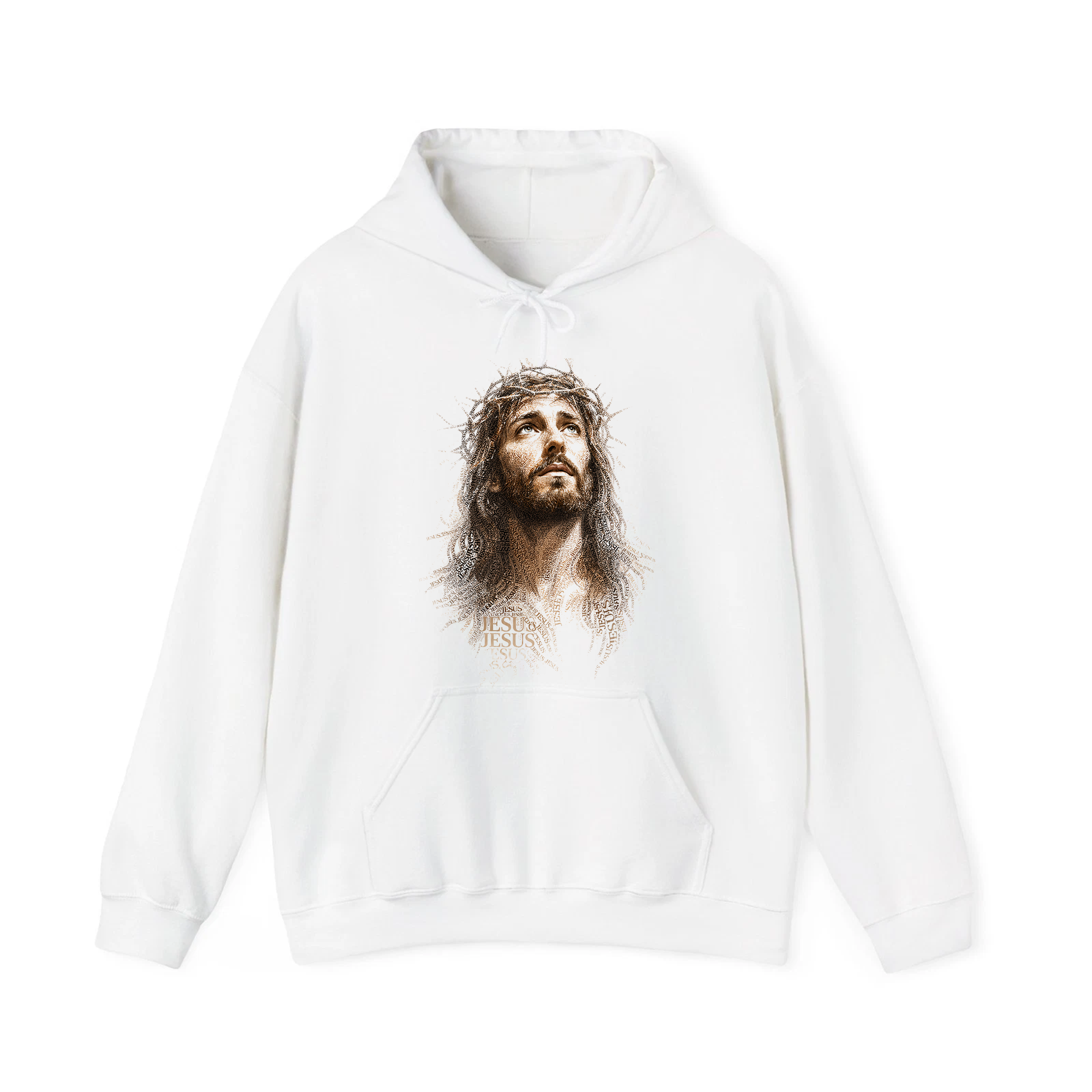 Jesus Typography Portrait Shirt, Christian Faith Tee, Crown of Thorns Religious Apparel for Men Women