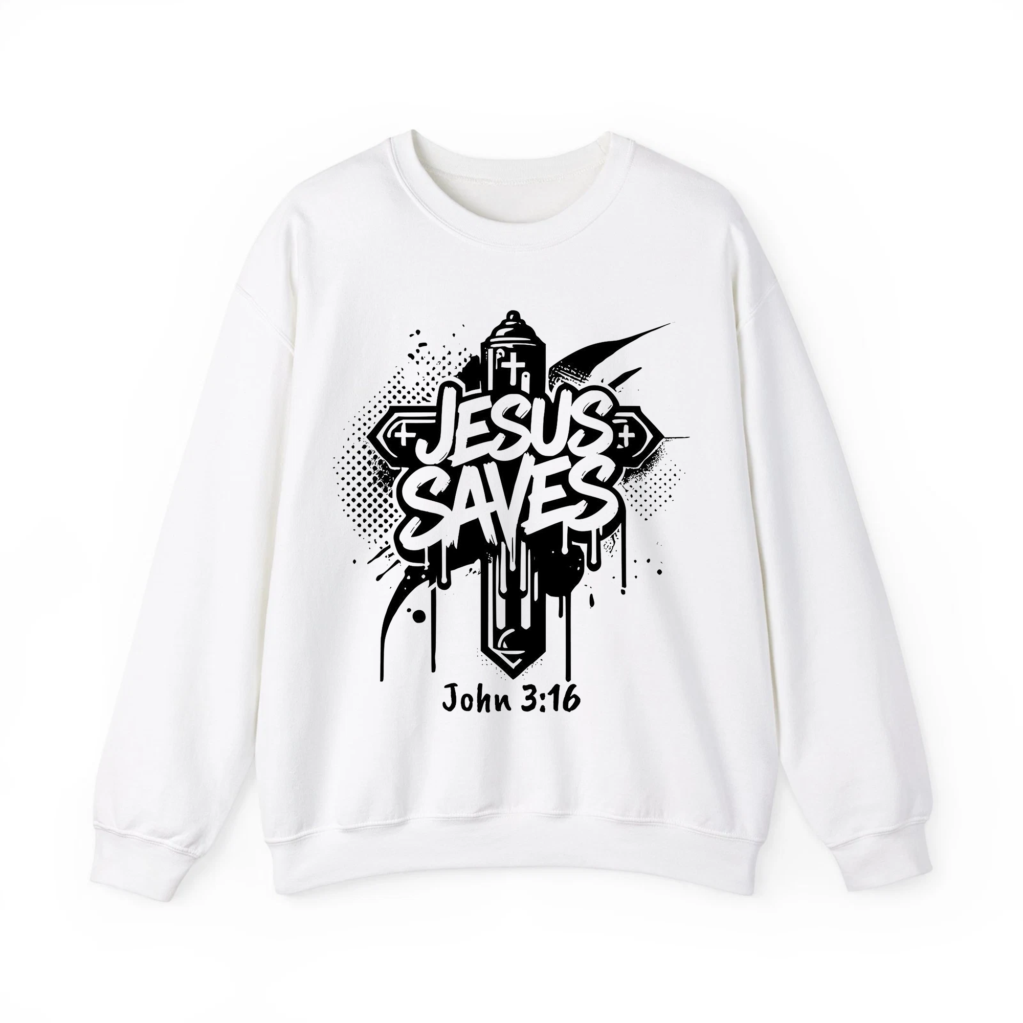 Jesus Saves Cross Shirt, John 3:16 Bible Verse Tee, Christian Faith Apparel Gift