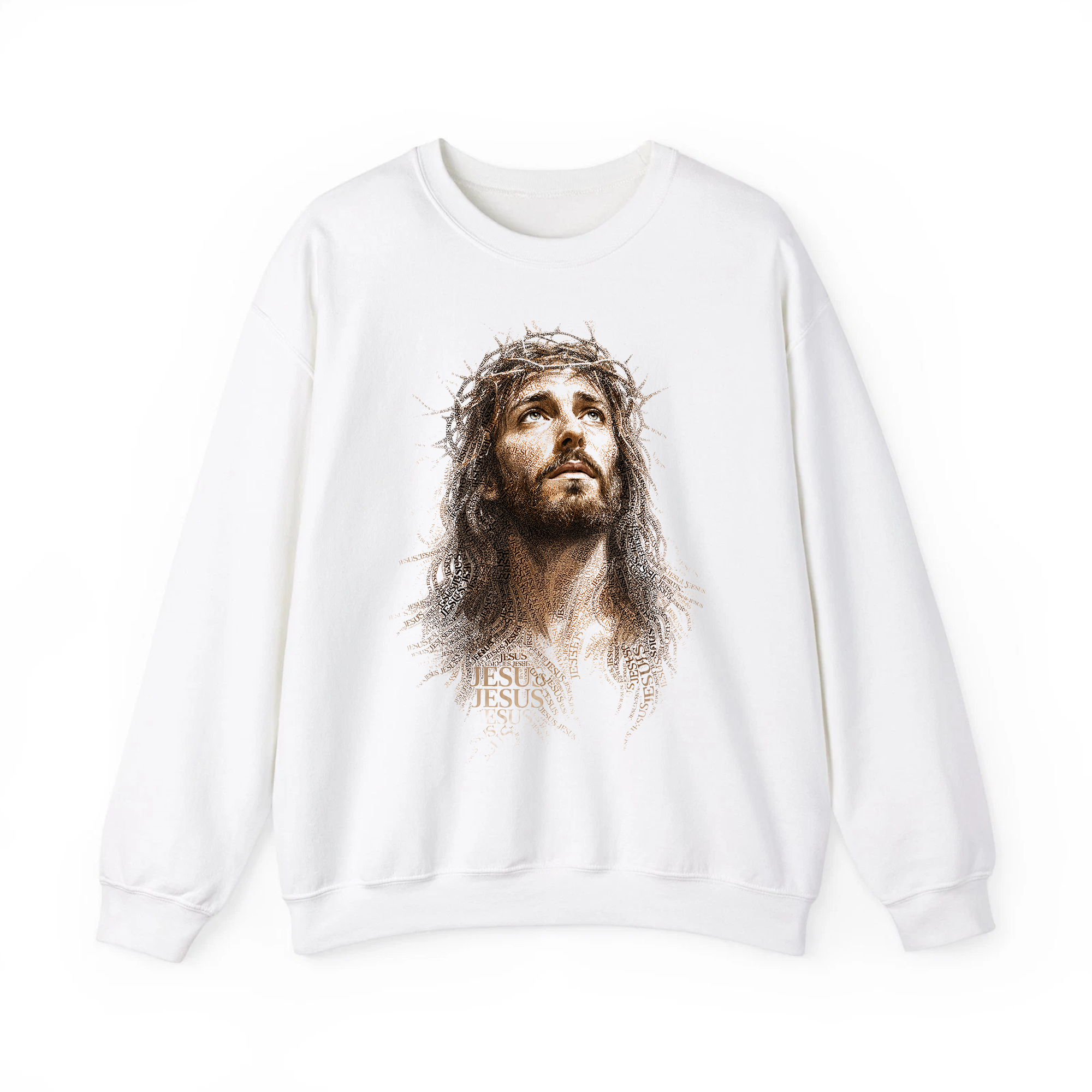Jesus Typography Portrait Shirt, Christian Faith Tee, Crown of Thorns Religious Apparel for Men Women