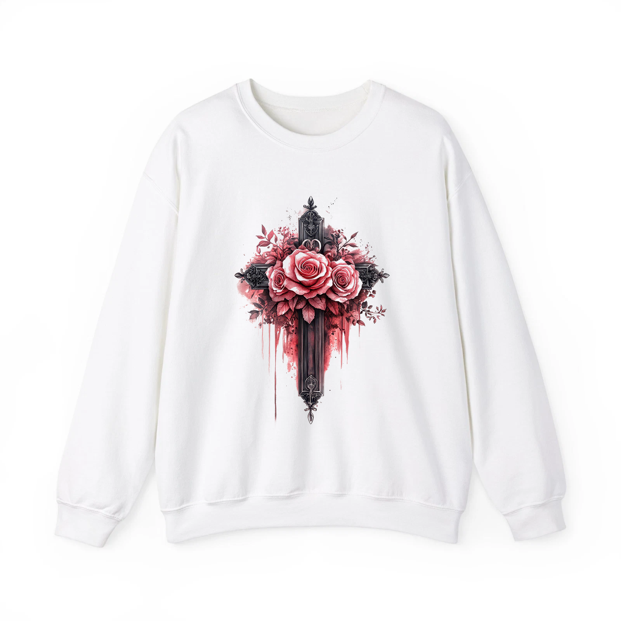 Floral Cross Christian Shirt, Rose Faith Tee, Vintage Religious Apparel for Men Women