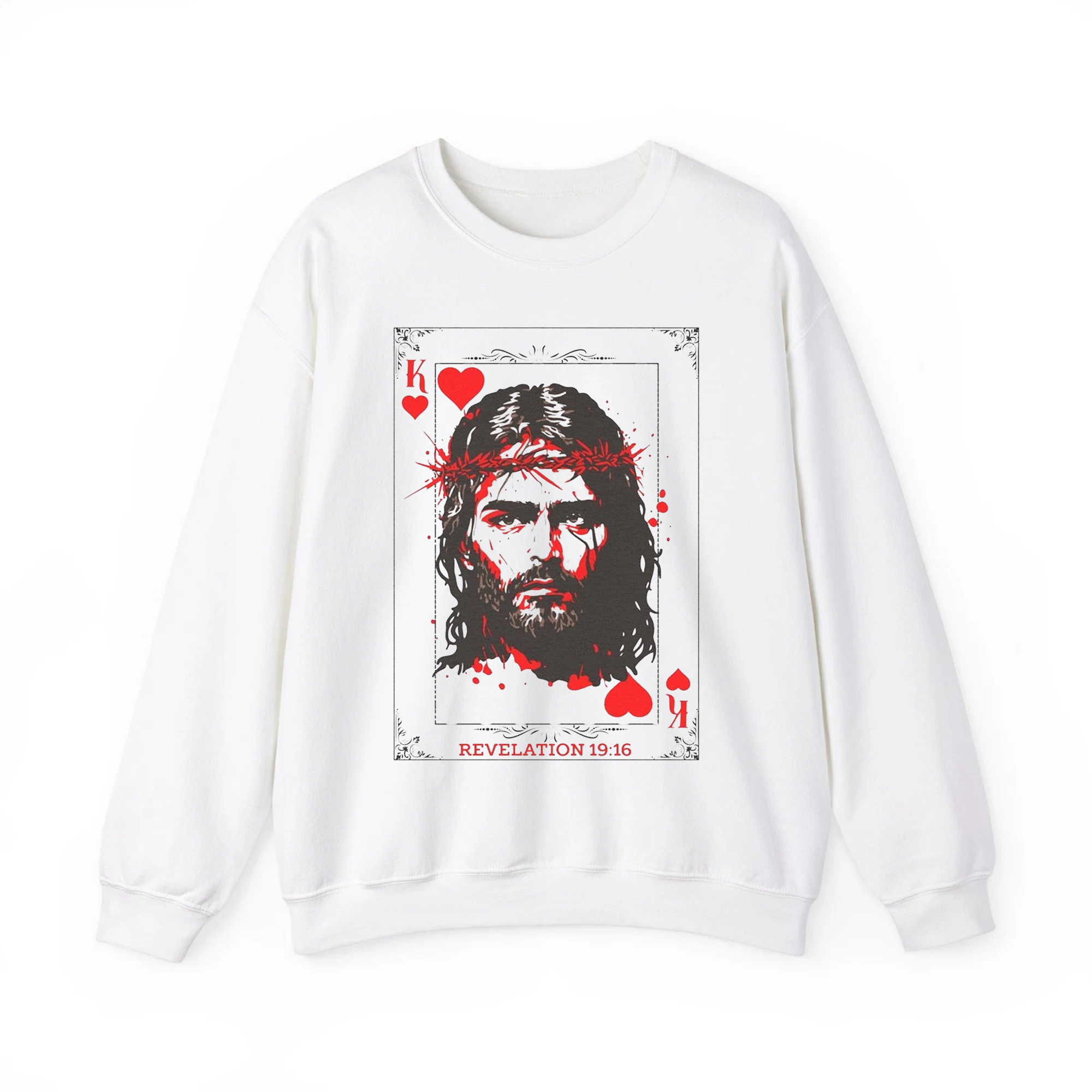 Jesus King of Hearts Shirt, Christian Graphic Tee, Faith Based Religious T-Shirt