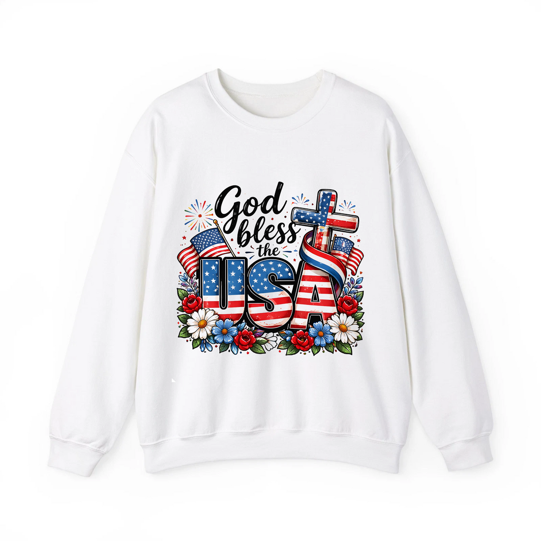 God Bless the USA Christian Shirt, Patriotic Faith Tee, American Flag Cross Apparel for Men Women