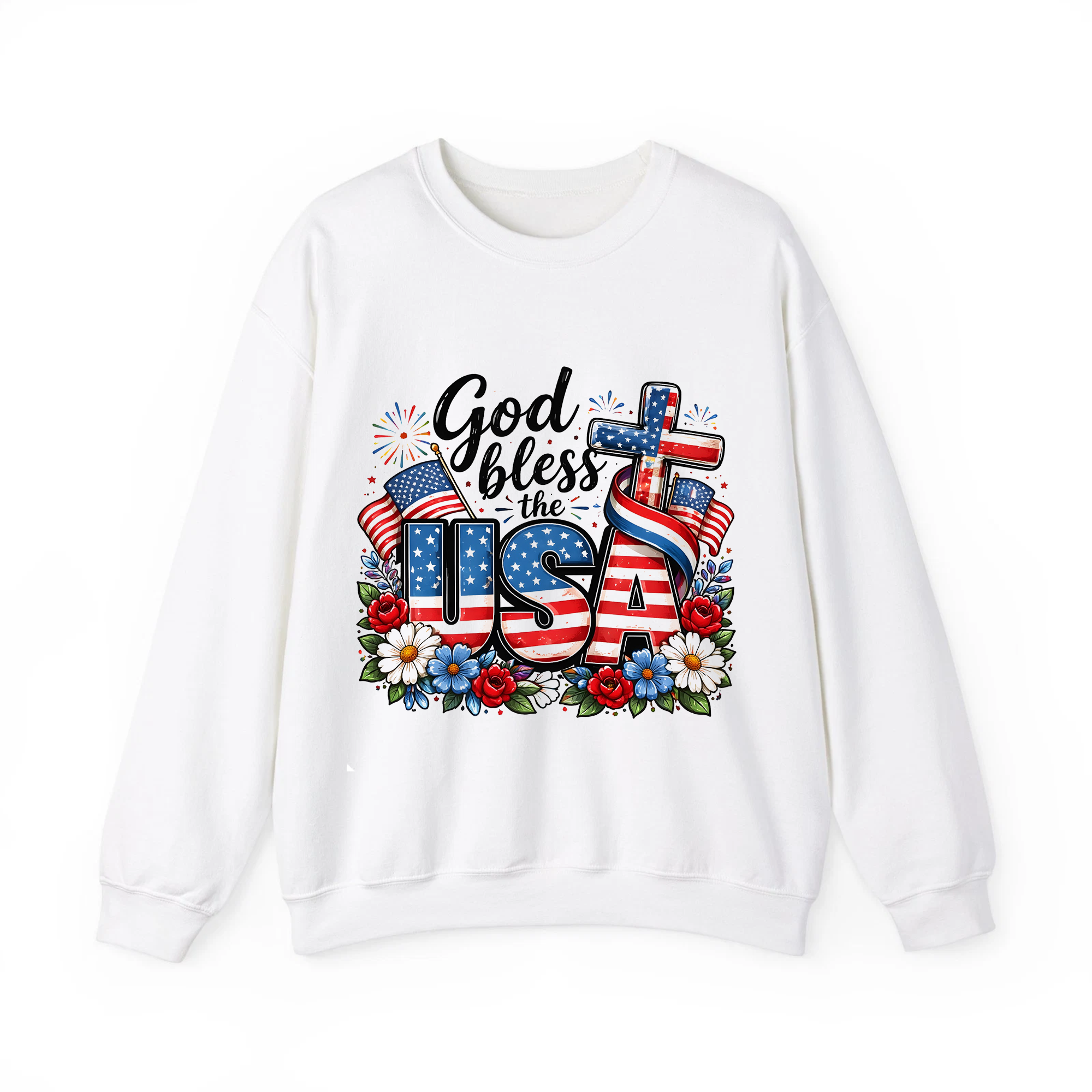 God Bless the USA Christian Shirt, Patriotic Faith Tee, American Flag Cross Apparel for Men Women